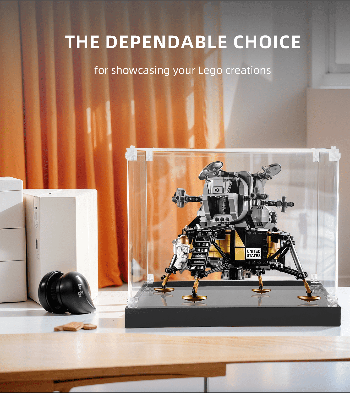 Lego NASA Apollo 11 Lunar Lander 10266 Display Case - Protective Showcase for Collectible Building Sets - Perfect for Home Decor, Office Display & Gift Giving