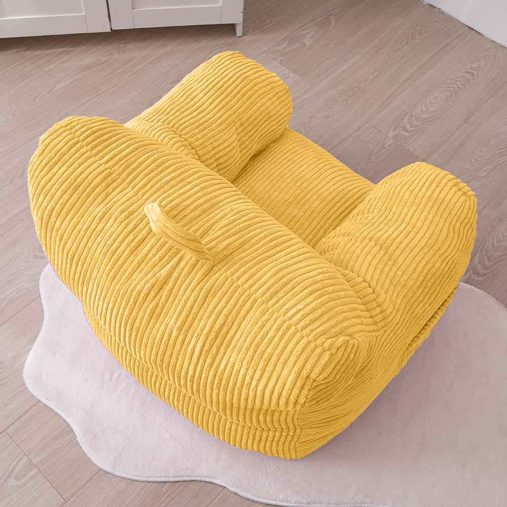MAXYOYO Kids Bean Bag Chair - Soft Corduroy Bean Bag Couch with Armrests for Children's Room, Nursery & Playroom (Light Yellow) - Perfect for Reading, Gaming & Relaxing