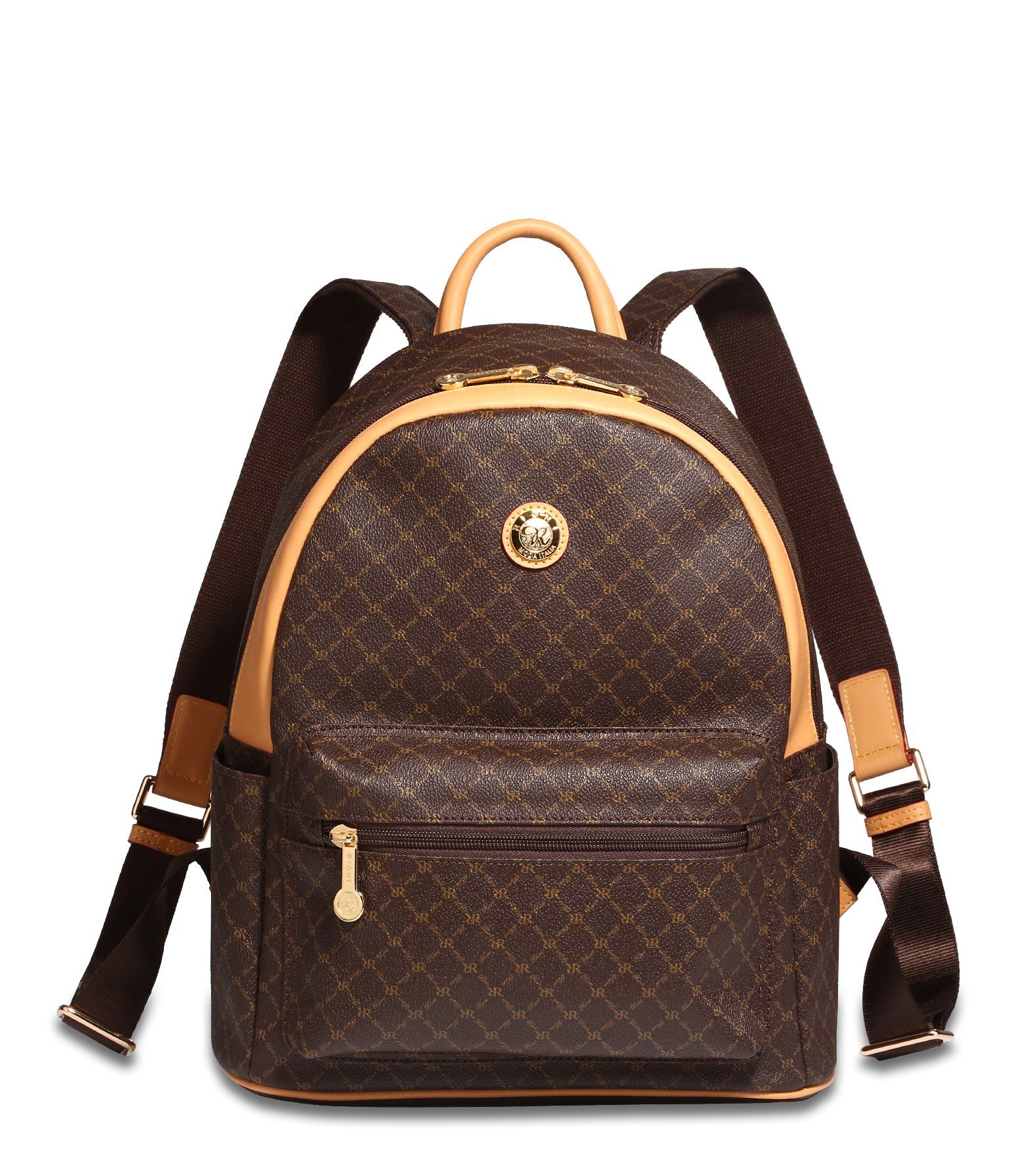 Rioni Round Dome Unisex Travel Backpack - Signature Brown Daypack for Hiking, Commuting & Outdoor Adventures
