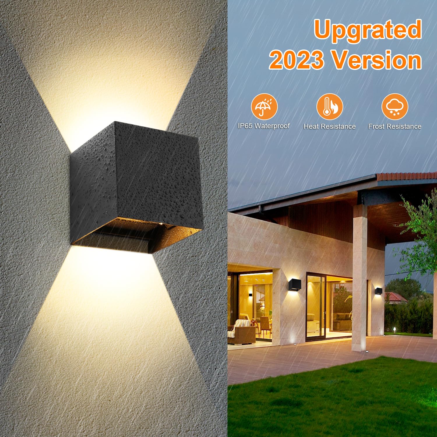 LEDMO 4 Pack 12W LED Wall Lights - 3000K Warm White, Adjustable Beam Angle, IP65 Waterproof for Indoor/Outdoor Use - Perfect for Patio, Garden, Garage & Entryway Lighting