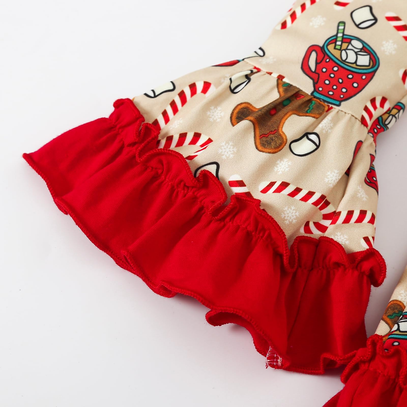 Gingerbread Man Christmas Dress for Toddler Girls - Flared Sleeve Ruffled Holiday Dress with Candy Cane Print | Perfect for Xmas Parties, Family Photos & Holiday Events