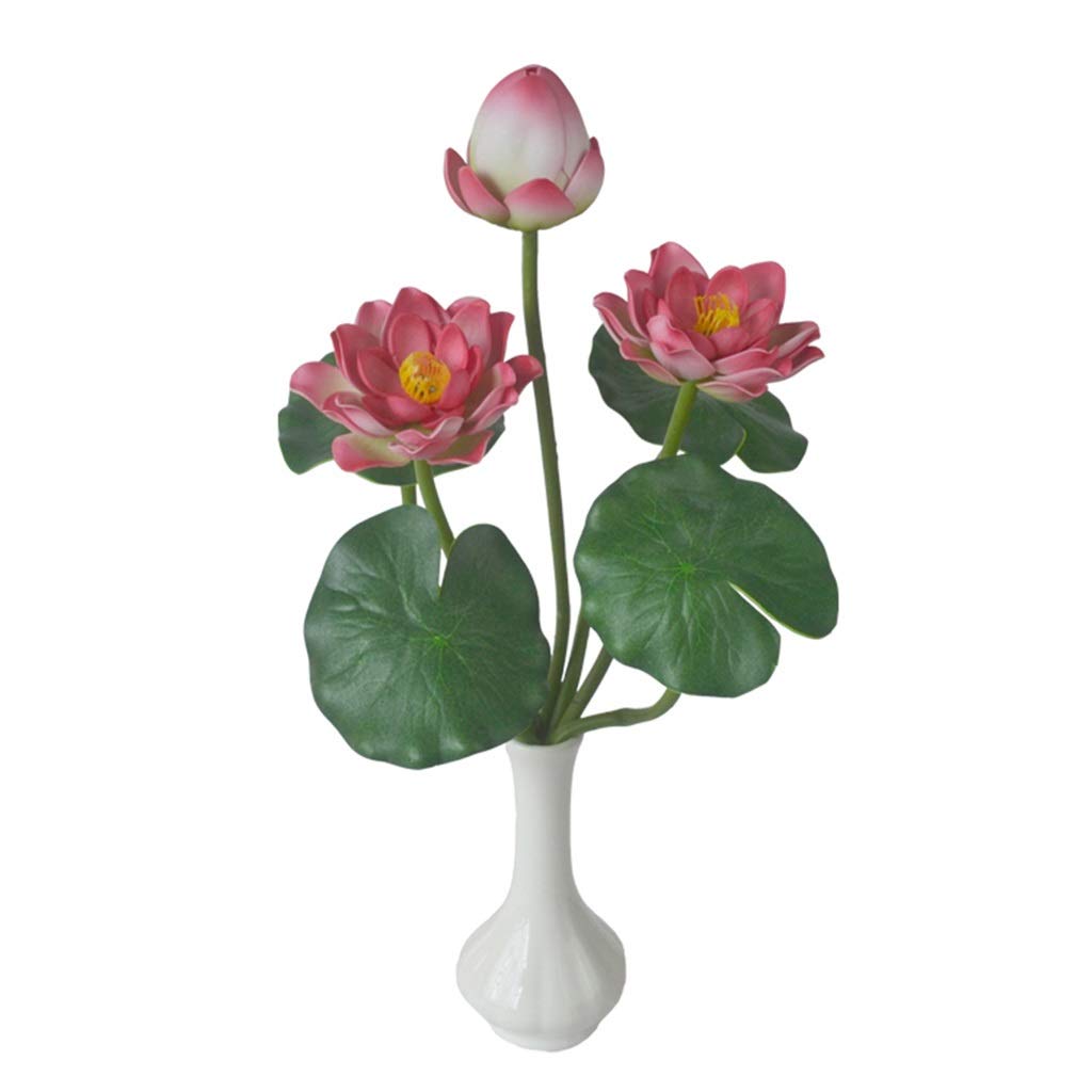 LZL Artificial Lotus Flower Set in Pot with Vase - Yellow Fake Flowers for Home Decor, Office & Wedding Decoration - Realistic Floral Arrangement for Table Centerpieces, Living Room & Indoor Decoration