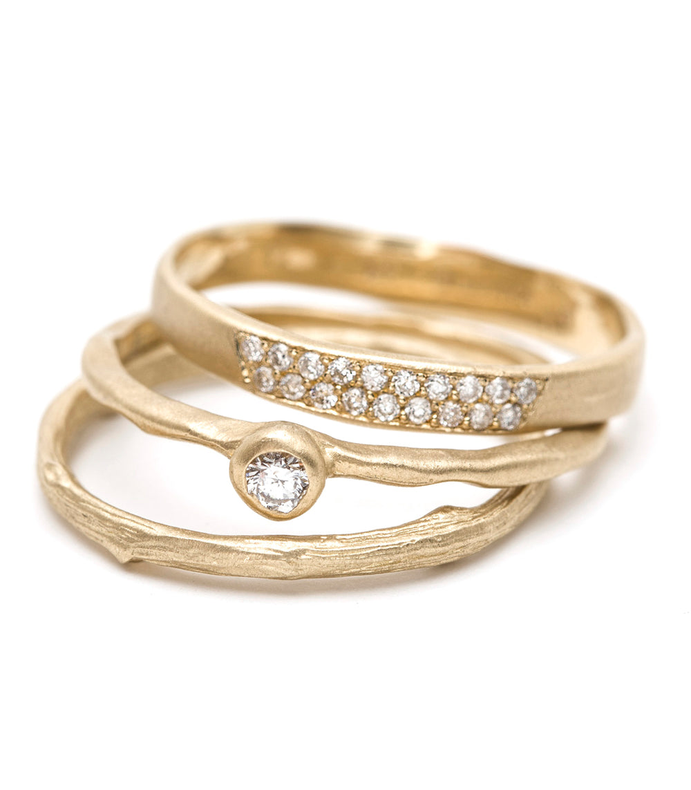 14K Gold Branch Textured Stackable Ring - Dainty Nature-Inspired Jewelry for Women - Perfect for Layering, Everyday Wear & Special Occasions