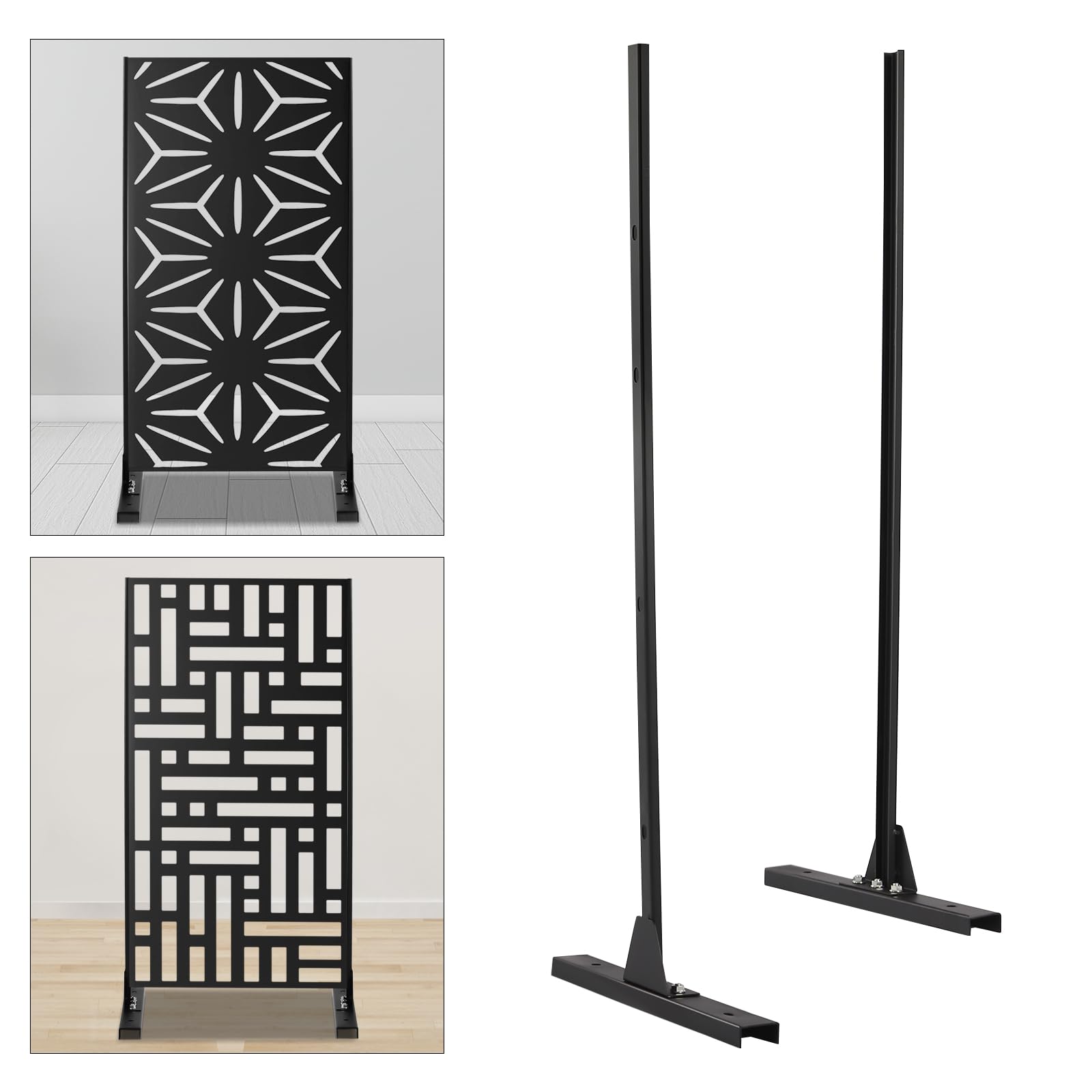 6.2ft Metal Decorative Privacy Fence Screen Stand for Outdoor Deck, Balcony & Porch - Durable Weatherproof Panel Divider for Backyard, Garden & Patio Privacy Protection