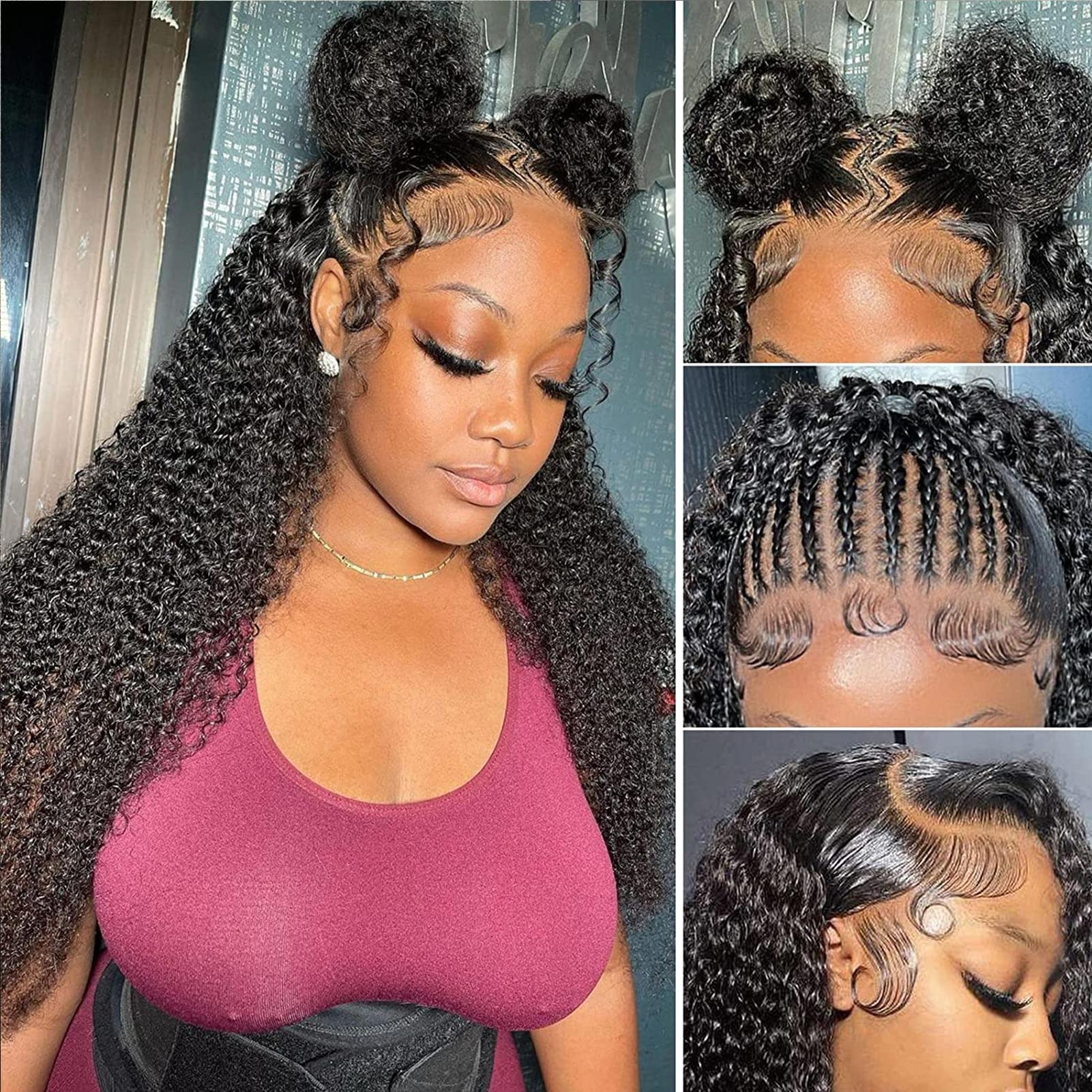 FASHION PLUS 15A Kinky Curly Full Lace Human Hair Wig - 180% Density HD Transparent Lace, Pre-Plucked, Handmade Invisible Hairline - 22 Inch Natural Black Wigs for African American Women | Perfect for Daily Wear, Parties & Special Occasions