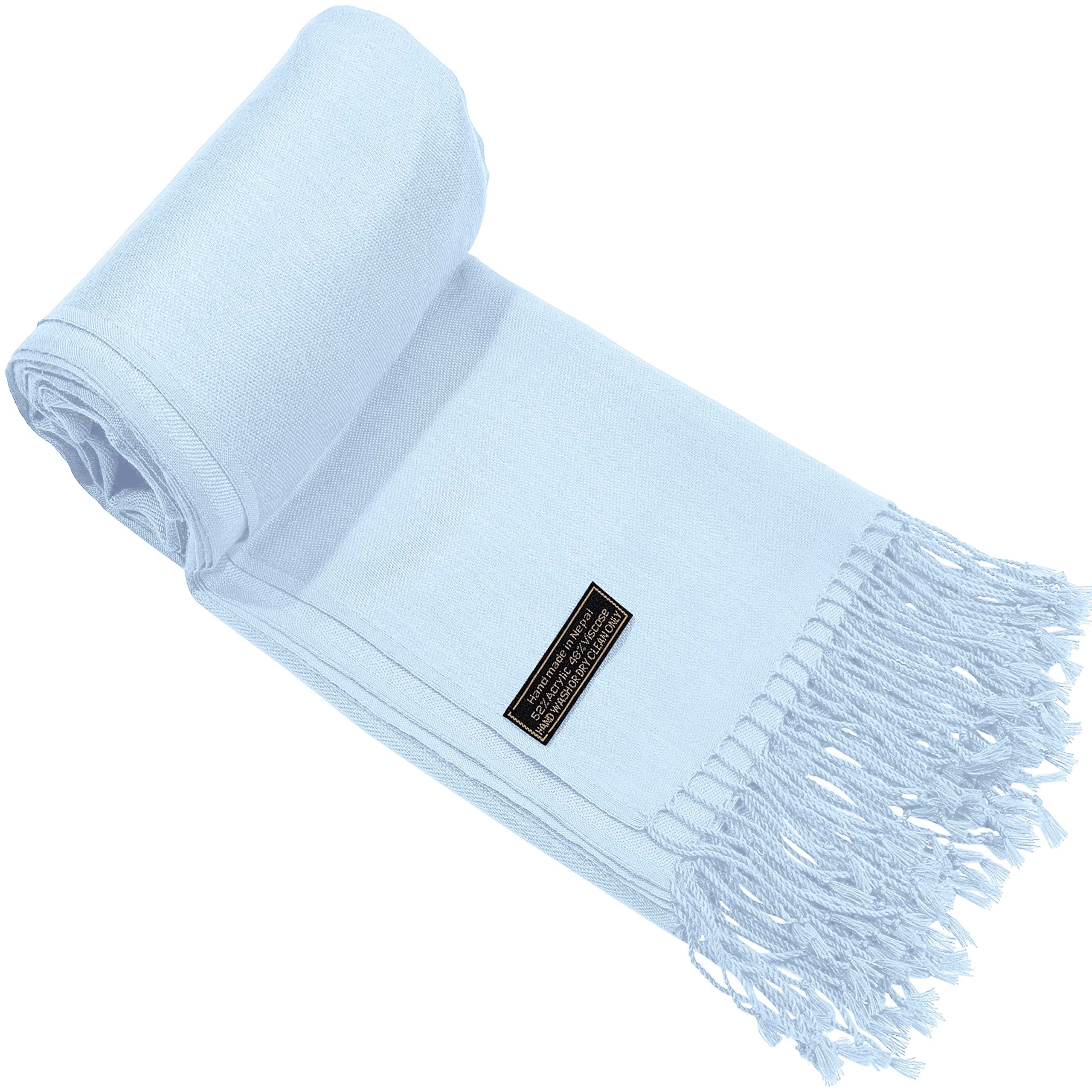 Stylish Solid Color Pashmina Shawl Scarf Wrap with Tassels - Soft Nepalese Stole for Women, Head Wrap & Face Cover - Perfect for Winter, Office, Travel & Special Occasions