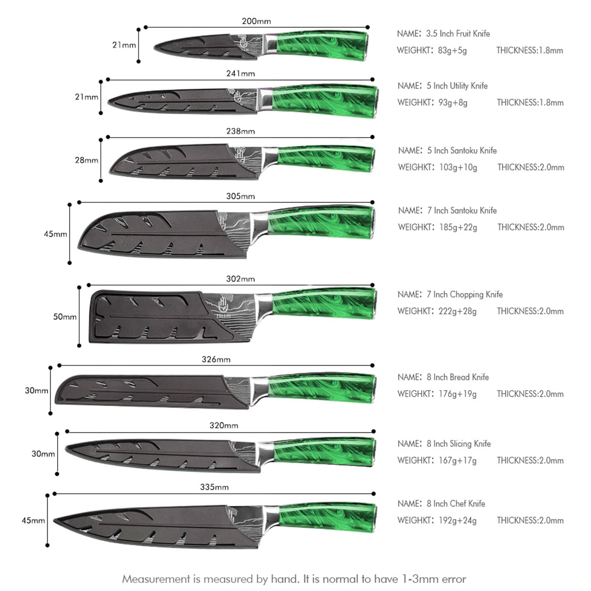 Premium 14-Piece Japanese Knife Set - German Stainless Steel Kitchen Knives with Multiple Color Options | Perfect for Home Chefs, Professional Kitchens & Gift Giving