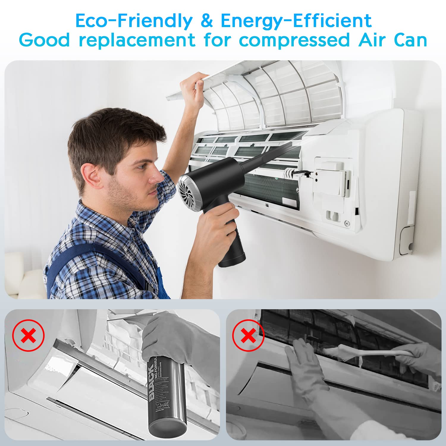 Kairiyard Electric Air Duster - 9000mAh Rechargeable Cordless Compressed Air Canister, 91000RPM High-Power Dust Blower for Computer Keyboard Cleaning, Electronics Maintenance & Car Detailing | Perfect Replacement for Compressed Air Cans