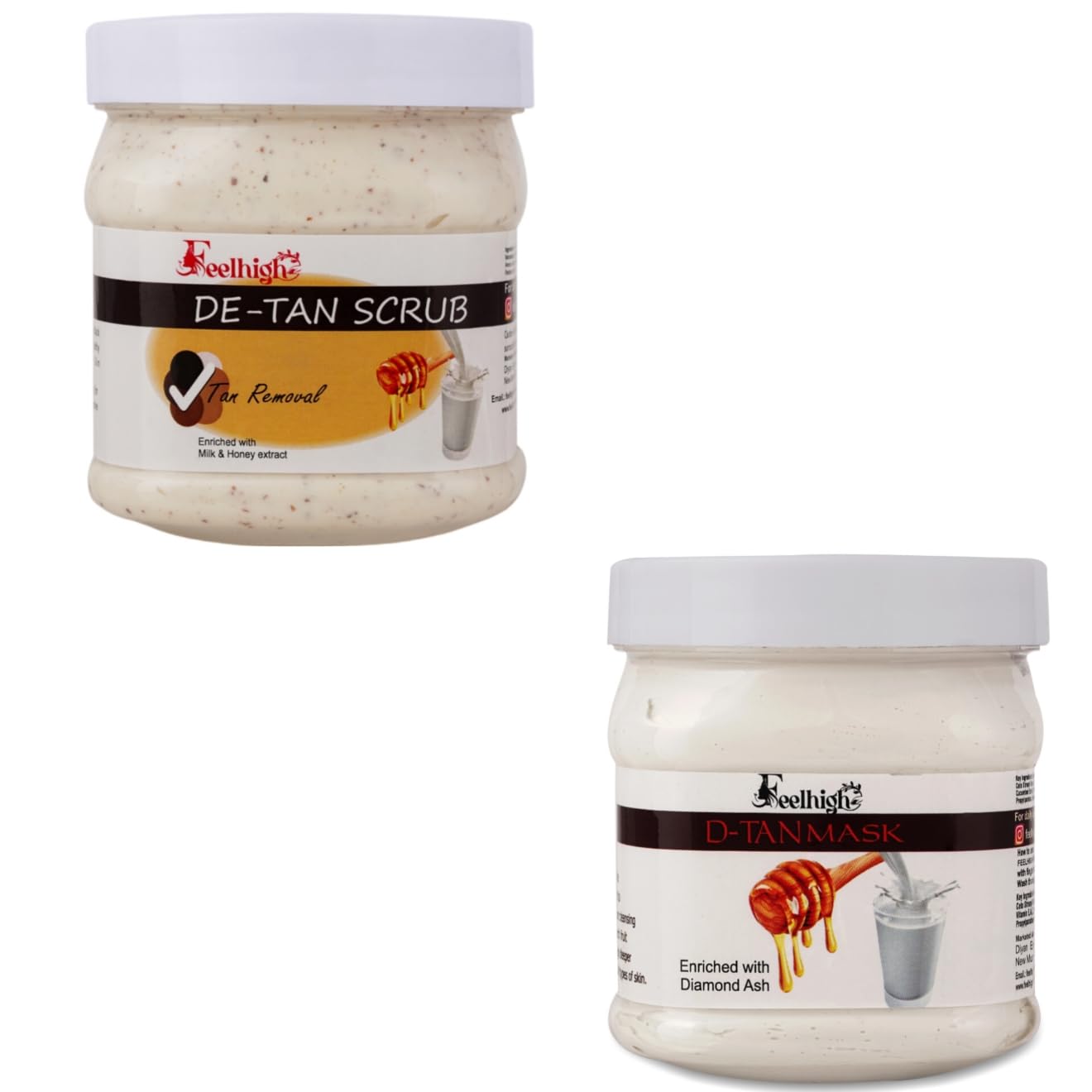 Best De-Tan Face Scrub & Mask Combo - 500ml Milk & Honey Enriched Facial Kit for Men & Women | Brightening, Exfoliating & Skin Renewal | Perfect for Sun-Damaged Skin & Post-Beach Care
