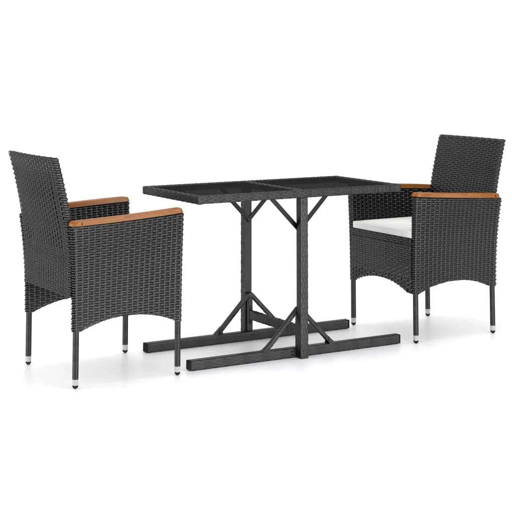 CHARMMA 3-Piece Outdoor Patio Dining Set - Durable Black Metal Furniture for Backyard, Garden, Balcony - Perfect for Al Fresco Dining & Entertaining (26.75kg)