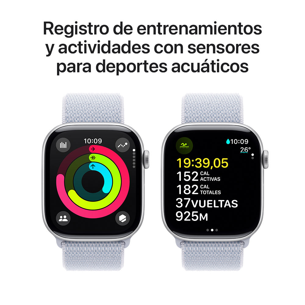 Apple Watch Series 10 GPS 46mm Silver Aluminum Case with Cloud Blue Sport Band - Perfect for Fitness Tracking, Running & Everyday Smartwatch Use