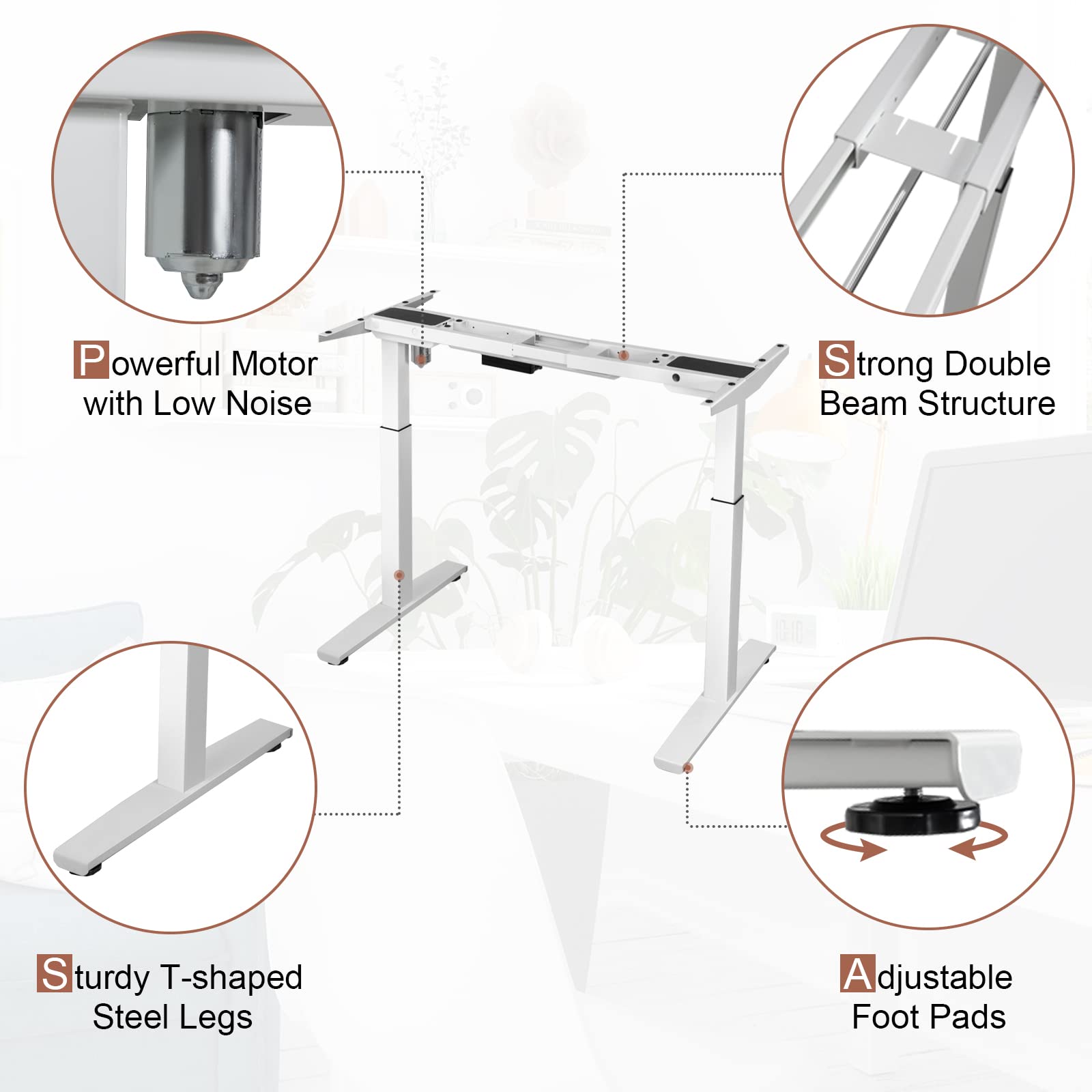 COSTWAY Electric Standing Desk Frame - Adjustable Height & Width, Ergonomic Sit to Stand Workstation Base with Memory Controller for Home Office (White, Frame Only) | Perfect for Remote Work, Gaming Setup & Study Desk