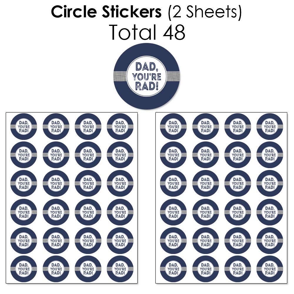 My Dad is Rad Candy Wrappers & Stickers Kit - 304pcs Father's Day Party Favors with Round Candy Labels - Perfect for DIY Treats, Gift Bags & Celebration Decorations