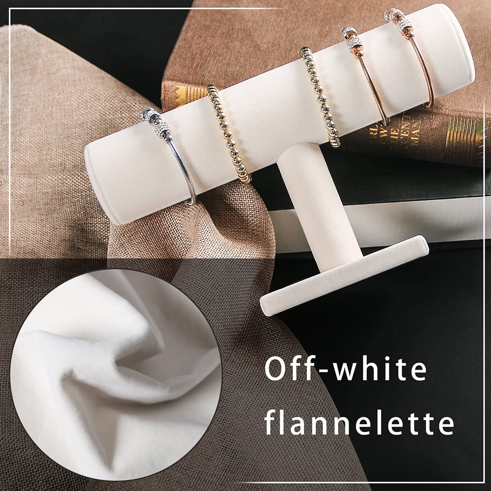 Bracelet Holder & Organizer Display Stand - Velvet T-Bar Jewelry Stand for Retail & Boutique (Beige) | Perfect for Store Displays, Jewelry Shows & Home Organization