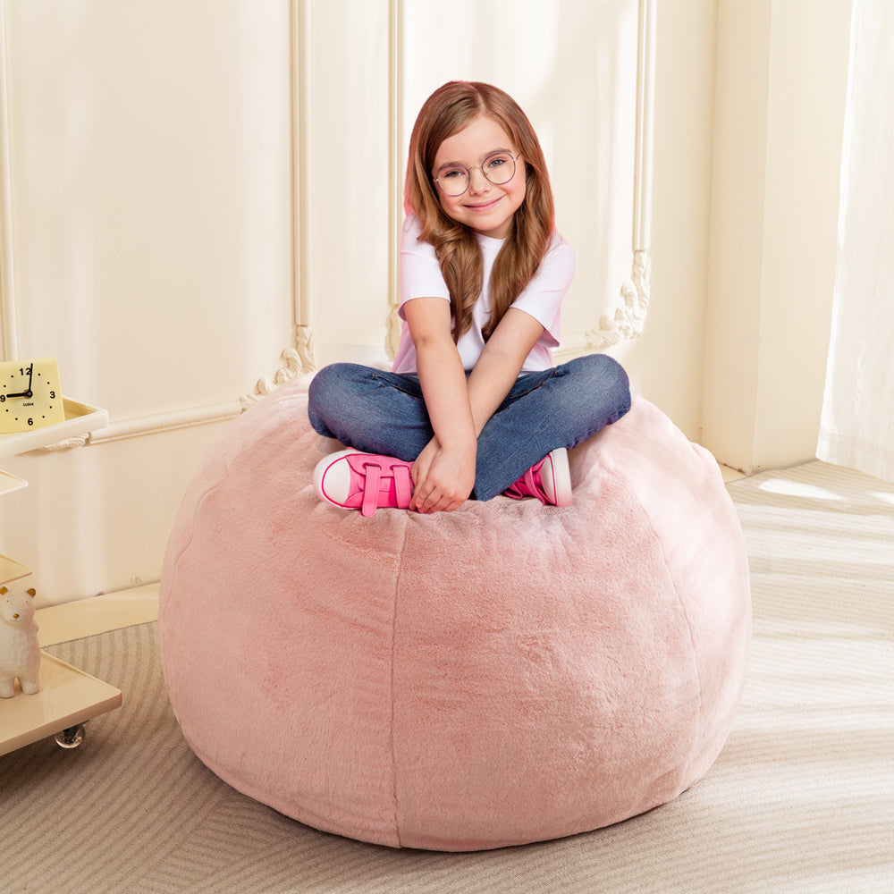 MAXYOYO 2-in-1 Convertible Kids Bean Bag Chair & Floor Bed - Soft Pink Lounge Chair for Boys & Girls - Perfect for Playroom, Bedroom, Reading Nook & Sleepovers
