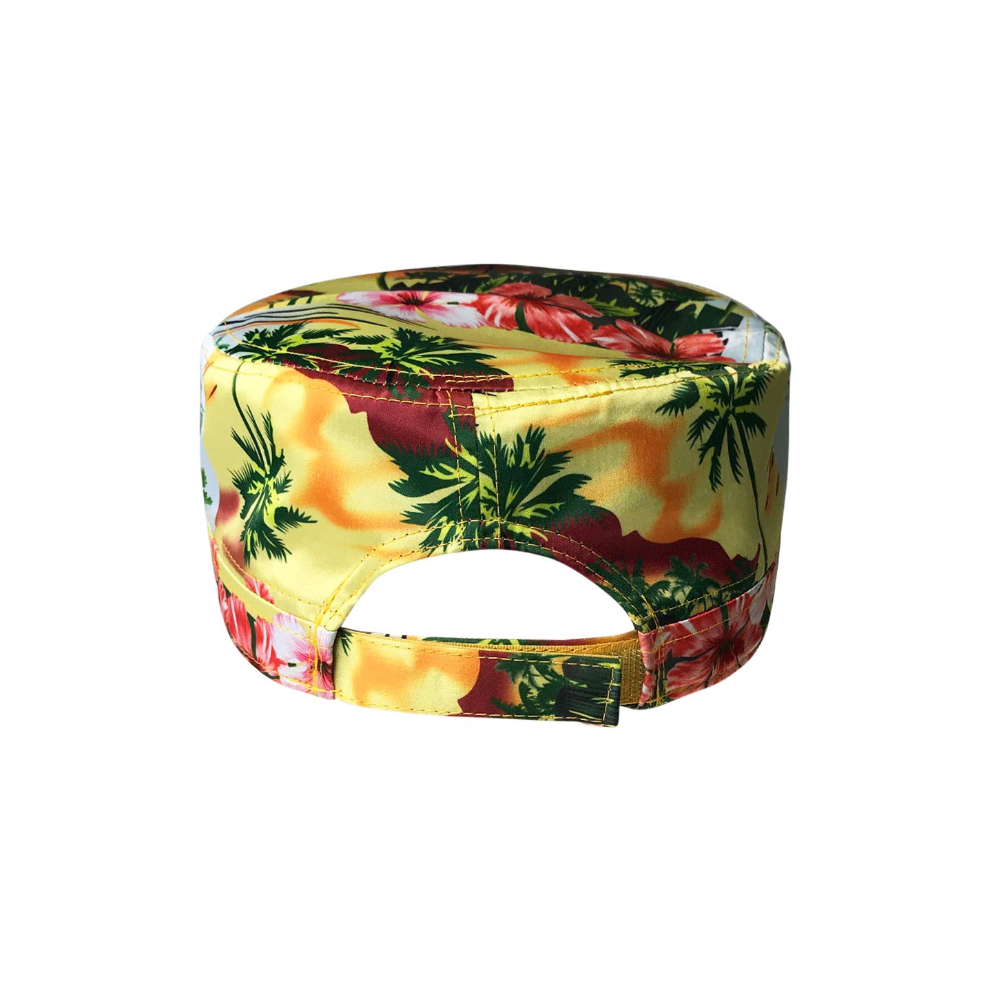 Hawaiian Cadet Hat for Men & Women - Tropical Floral Military Style Cap - Unisex Sun Hat for Beach, Vacation & Outdoor Activities