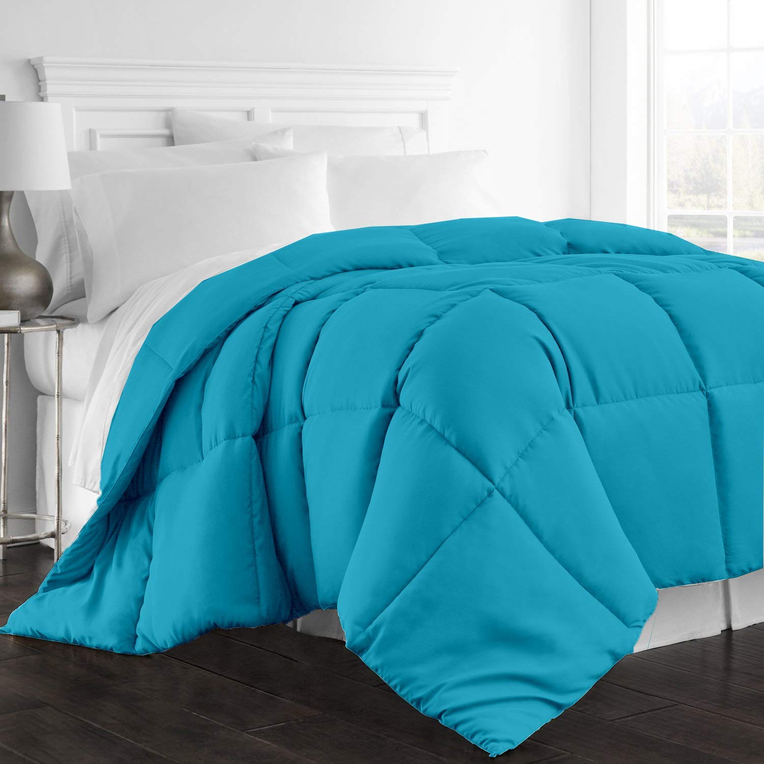 Luxury 1-Piece Comforter Set - 100% Egyptian Cotton 600 Thread Count Hotel Quality Bedding - Twin XL 68x92 Inches - 200 GSM Fiber Fill - Machine Washable Turquoise Solid - Perfect for Guest Rooms, Dormitories & Upscale Bedrooms