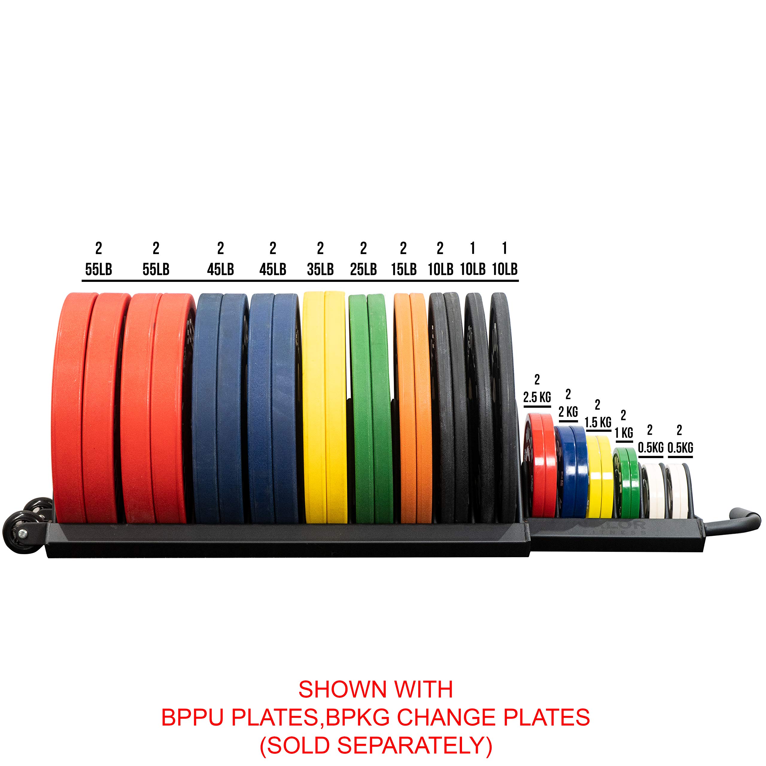 Valor Fitness Portable Bumper Plate Storage Rack - Heavy Duty Horizontal Weight Plate Organizer with Wheels for Home Gym (Holds up to 16 Olympic Bumper Plates) - Perfect for Garage Gym, CrossFit & Strength Training Workouts