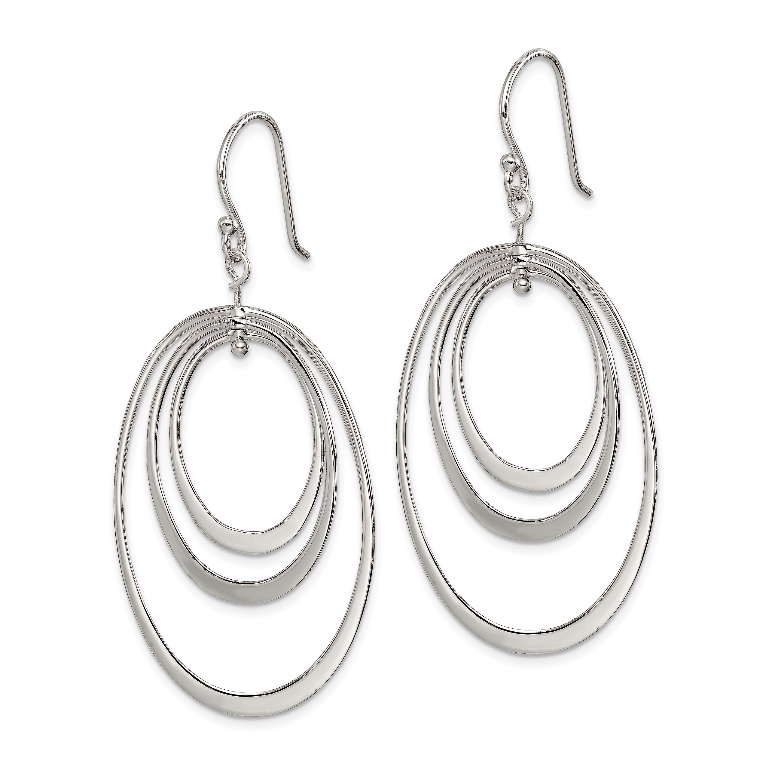925 Sterling Silver Triple Oval Drop Dangle Earrings for Women - Elegant Hypoallergenic Jewelry Gift for Wedding, Party & Everyday Wear