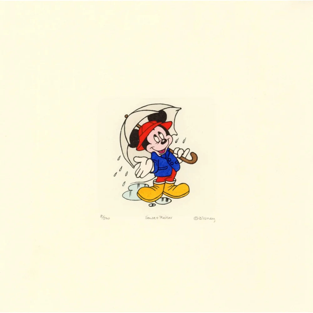 Hand Painted Mickey Mouse Cartoon Etching Art - Limited Edition D/500 by Sowa & Reiser - Perfect for Disney Collectors & Home Decor