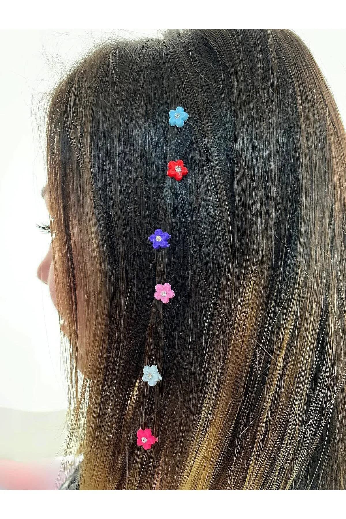 240 Pcs Mini Hair Clips with Beads - Tiny Hair Pins for Women & Girls, Colorful Floral Hair Accessories for Braids, Bangs & Updos (6 Colors) - Perfect for School, Parties & Daily Styling
