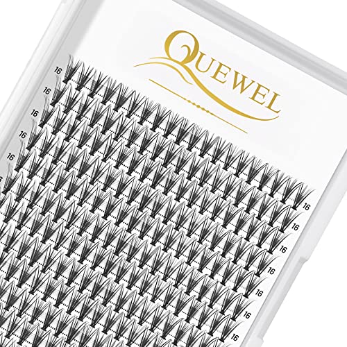 QUEWEL 240Pcs Cluster Lashes - 20D 0.07C 16mm Knot-Free Individual Eyelash Extensions, Soft & Natural DIY False Lashes for Home Use - Perfect for Everyday Wear, Parties & Special Occasions
