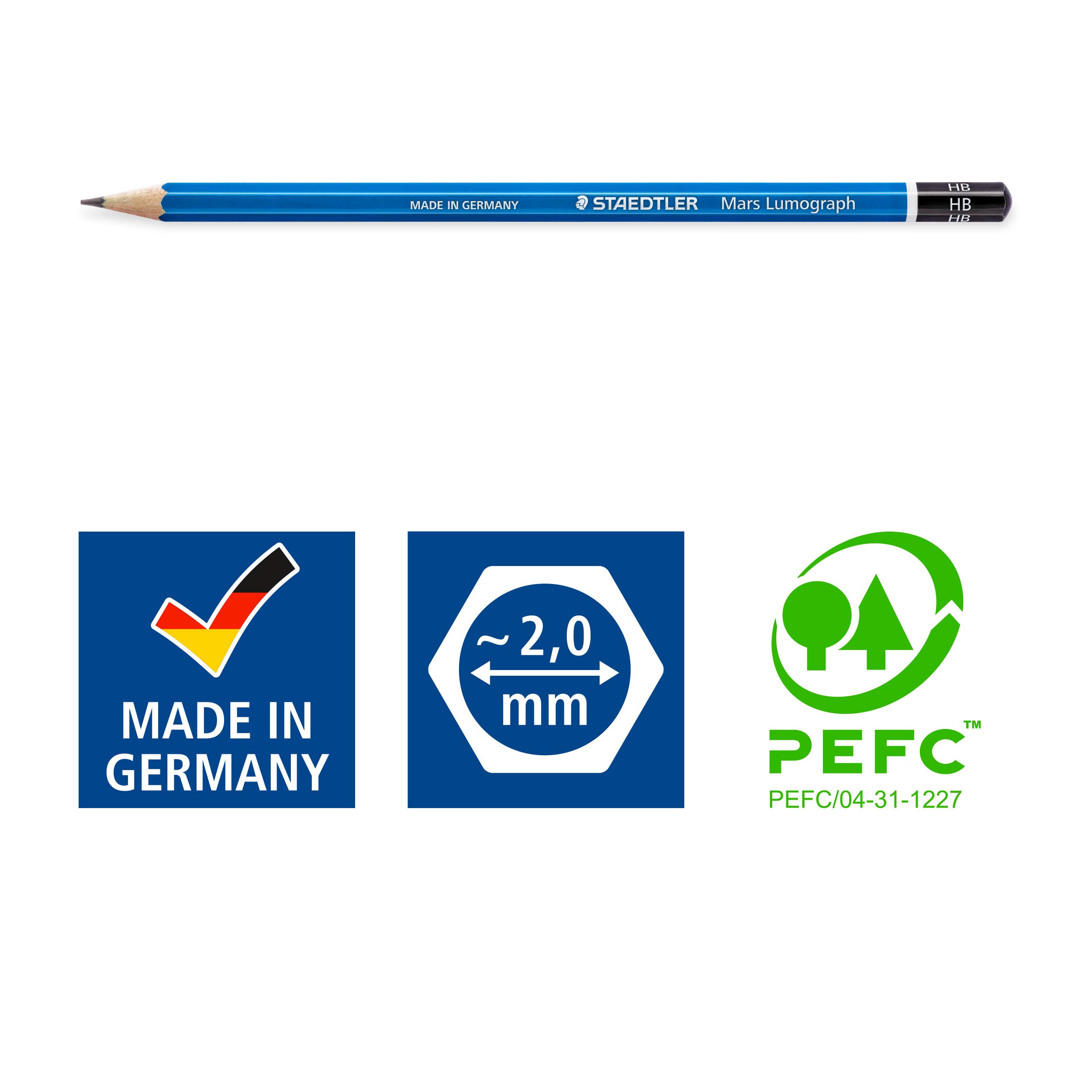 Staedtler Mars Lumograph 100 HB Drawing Pencils - 12 Pack Set for Sketching, Shading & Professional Artwork
