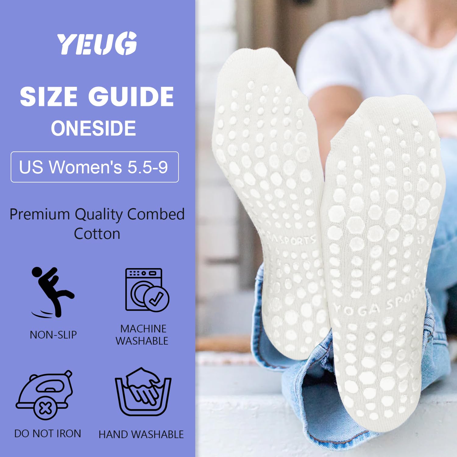 Non-Slip Yoga Socks for Women - 4/6 Pairs Grippy Pilates Socks for Barre & Hospital Use