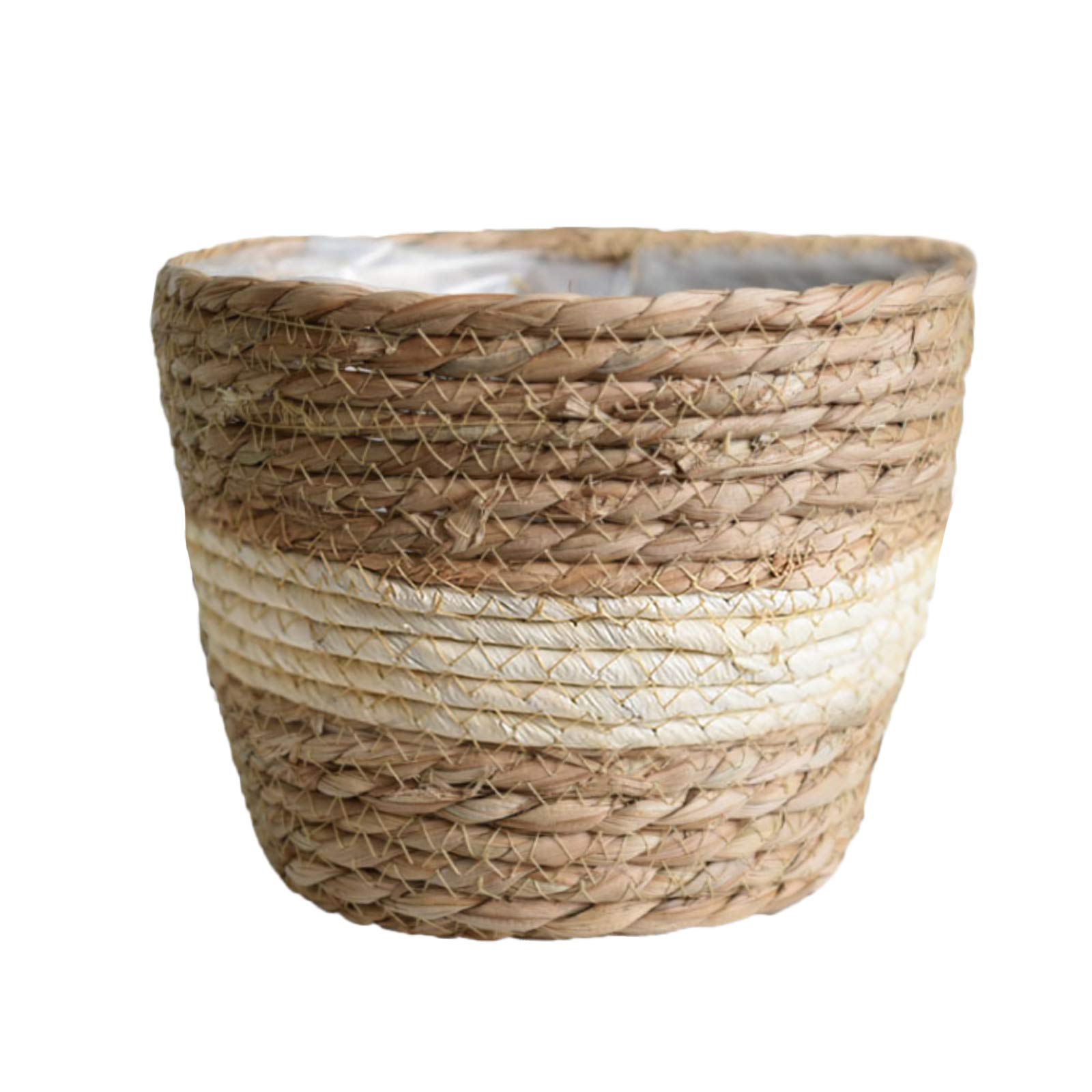 Lazyspace Handwoven Seagrass Plant Basket with Waterproof Plastic Liner - Eco-Friendly Planter Pot Cover for Indoor/Outdoor Plants, Home Decor & Storage Organizer | Perfect for Living Room, Patio, Garden & Office Decor