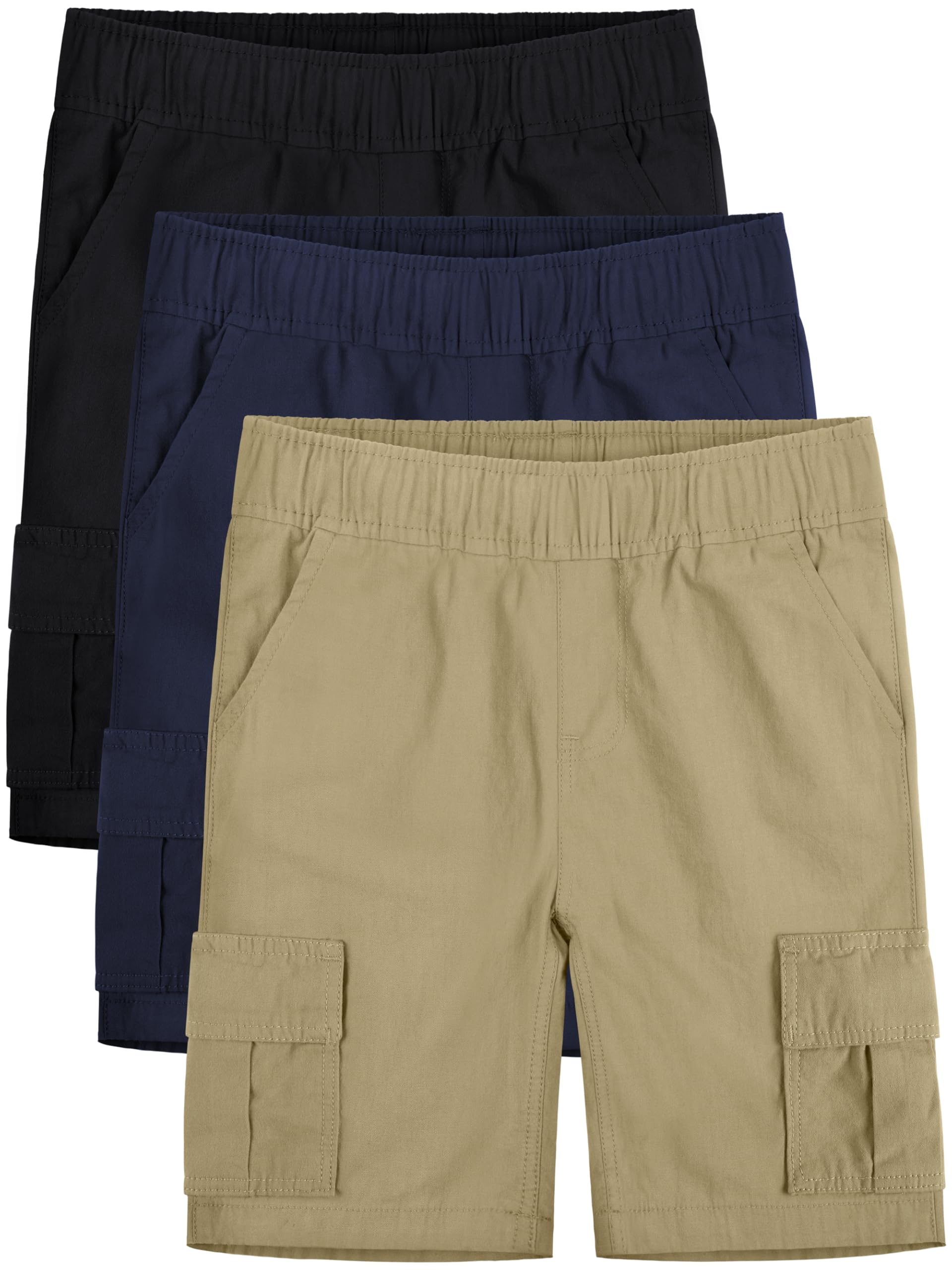 OHD 3 Pack Boys School Uniform Shorts - Comfortable Jogger Pants for Summer - Perfect for School, PE Class & Casual Wear