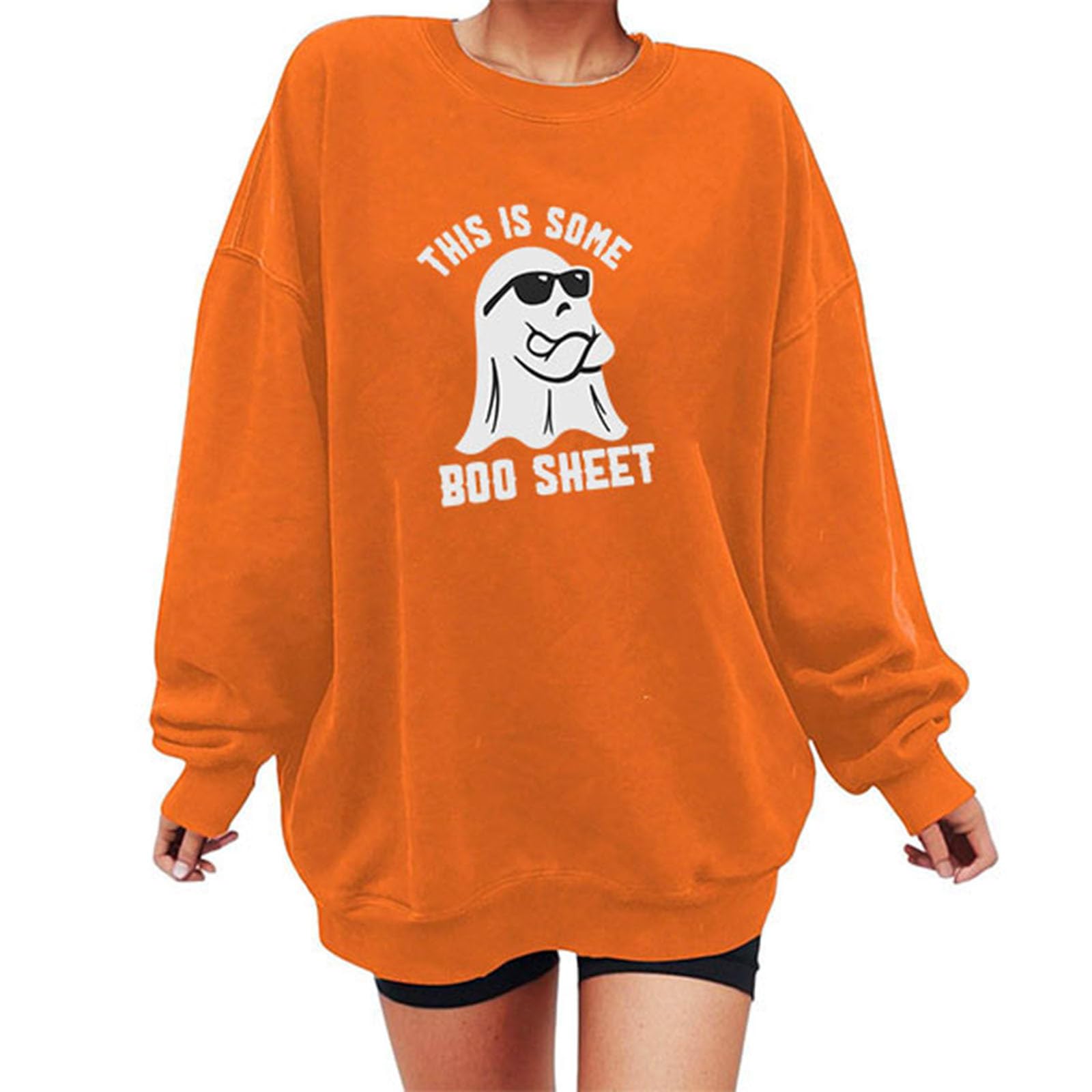 Ceboyel Oversized Crewneck Women's Sweatshirt - Funny Cute Halloween Fall Long Sleeve Tops for Casual Wear and Seasonal Outfits