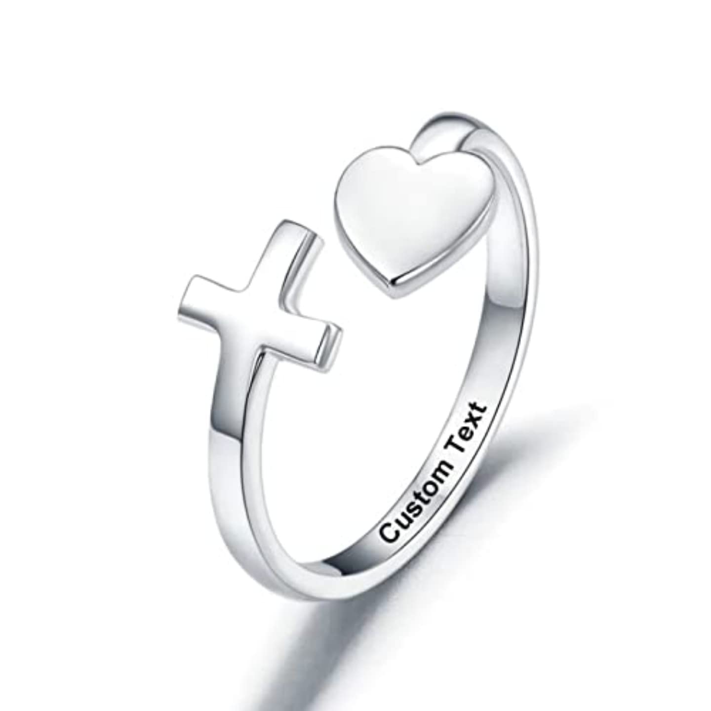 Personalized Engraved Sterling Silver Cross Rings for Women - Best Friend & Mother's Day Gift with 2 Birthstones | Christian Jewelry for Daughter, Mom & Friends | Perfect for Baptism, Confirmation & Special Occasions