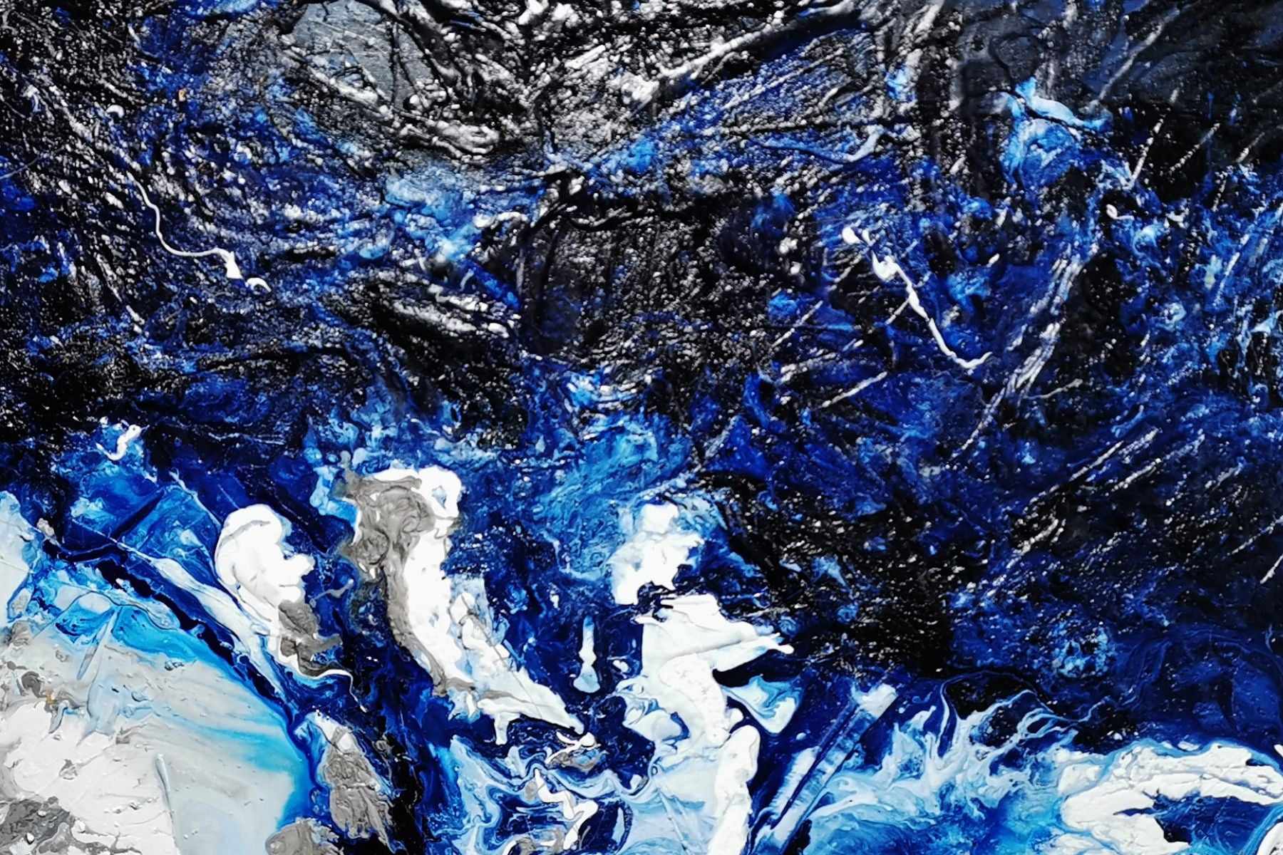 150cm x 150cm Blue Textured Abstract Ocean Painting - Modern Coastal Wall Art for Living Room, Bedroom & Office Decor