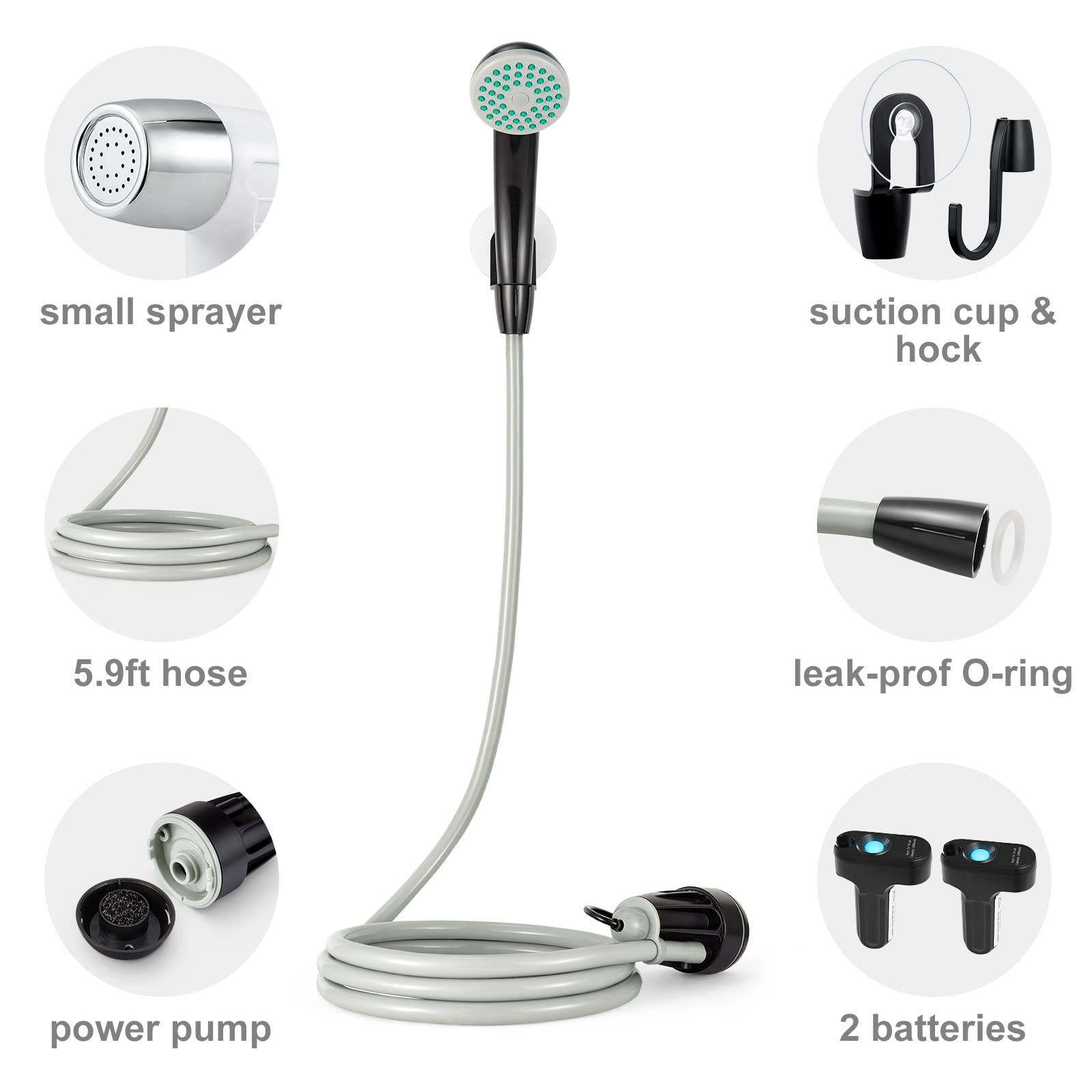 **KEDSUM Rechargeable Portable Camp Shower Pump with Handheld Sprayer - Outdoor Shower for Camping, Hiking, Travel & RV Use - Ideal for Beach, Backpacking & Emergency Preparedness**