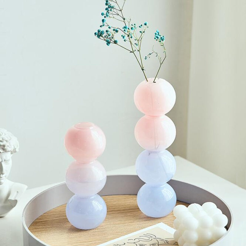 Pastel Glass Bubble Vase - Elegant Home Decor for Centerpieces, Wedding Decorations & Floral Arrangements | Perfect for Living Room, Dining Table & Gift Giving