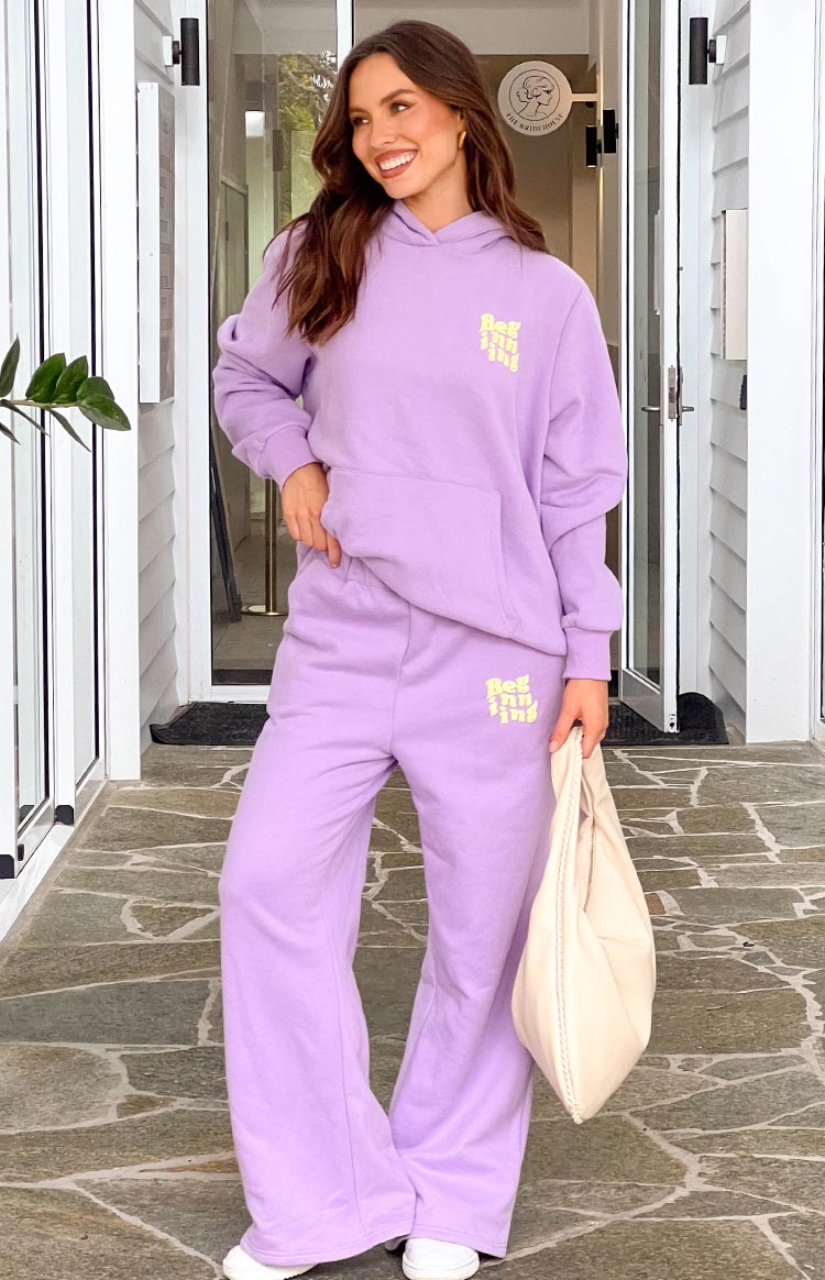 Cozy Purple Snuggle Track Pants for Women - Soft Lounge Pants for Relaxing at Home, Yoga & Comfortable Sleepwear