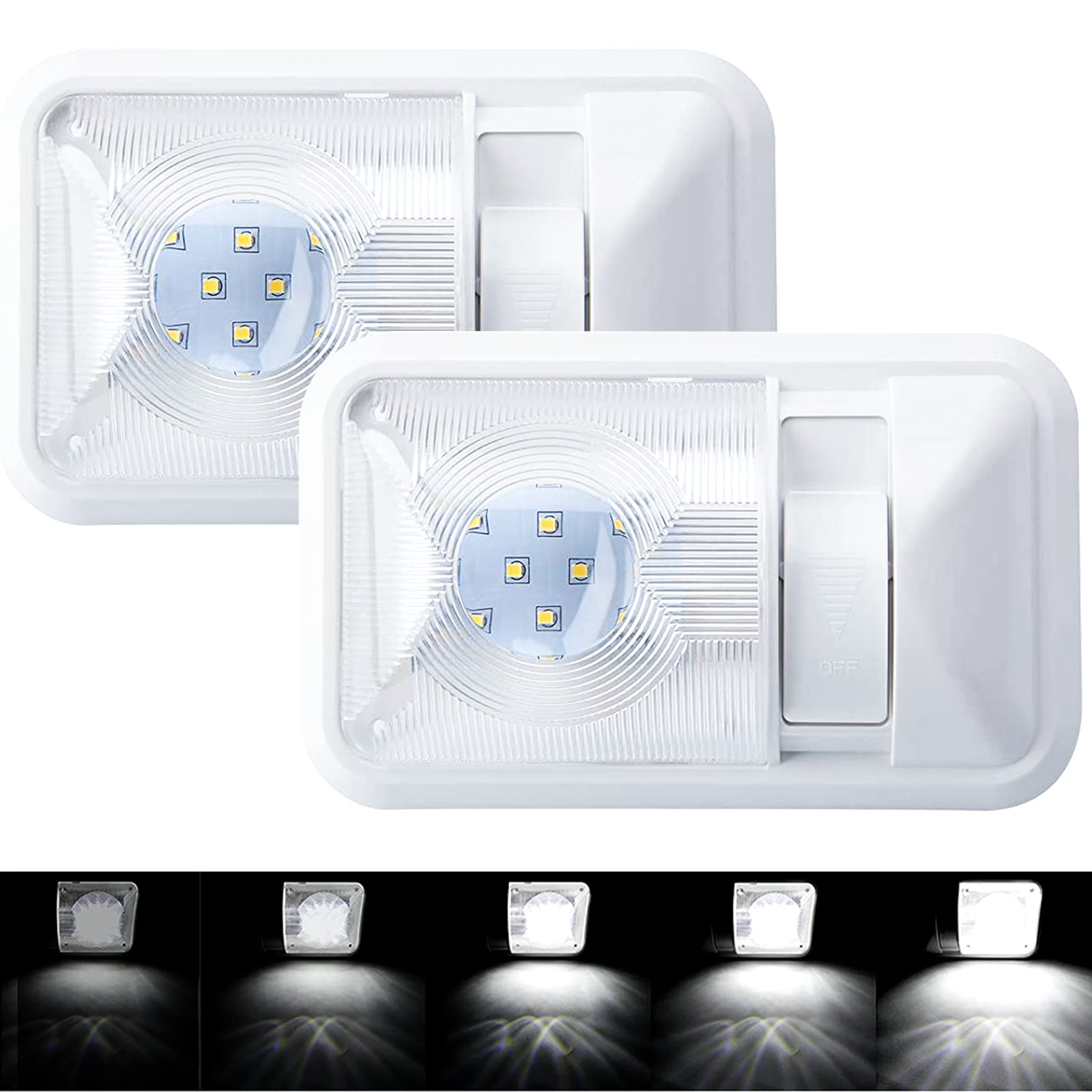 Dimmable RV Ceiling Dome Light - 24 LED Adjustable Interior Lighting for Car, Marine Boat, Trailer & Camper Vans | Natural White 4000-4500K | Perfect for Night Driving & Cozy Cabin Ambiance