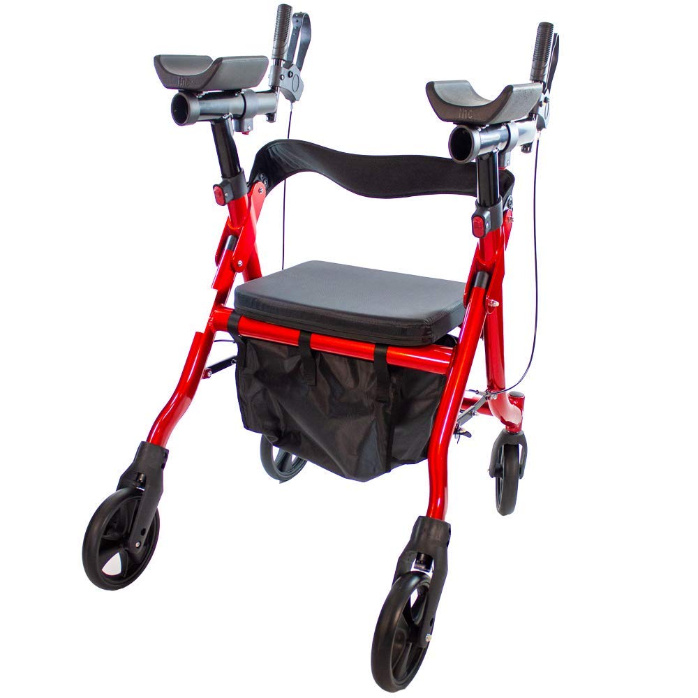 Red Walking Tall Walker - Adjustable Height Mobility Aid for Seniors & Adults - Lightweight & Sturdy Support for Indoor & Outdoor Use