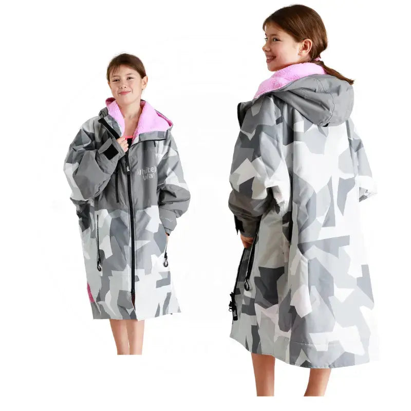 Kids Waterproof Swimming Robe - Camo Pink Unisex Quick-Dry Hard Shell Pool Cover Up for Boys & Girls | Beach, Poolside & After-Swim Wear