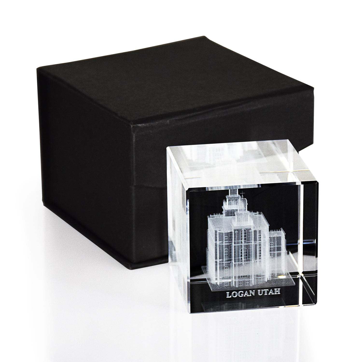 Crystal Cube Desk Decor - LDS Temple Paperweight for Office & Home | Christian Gift