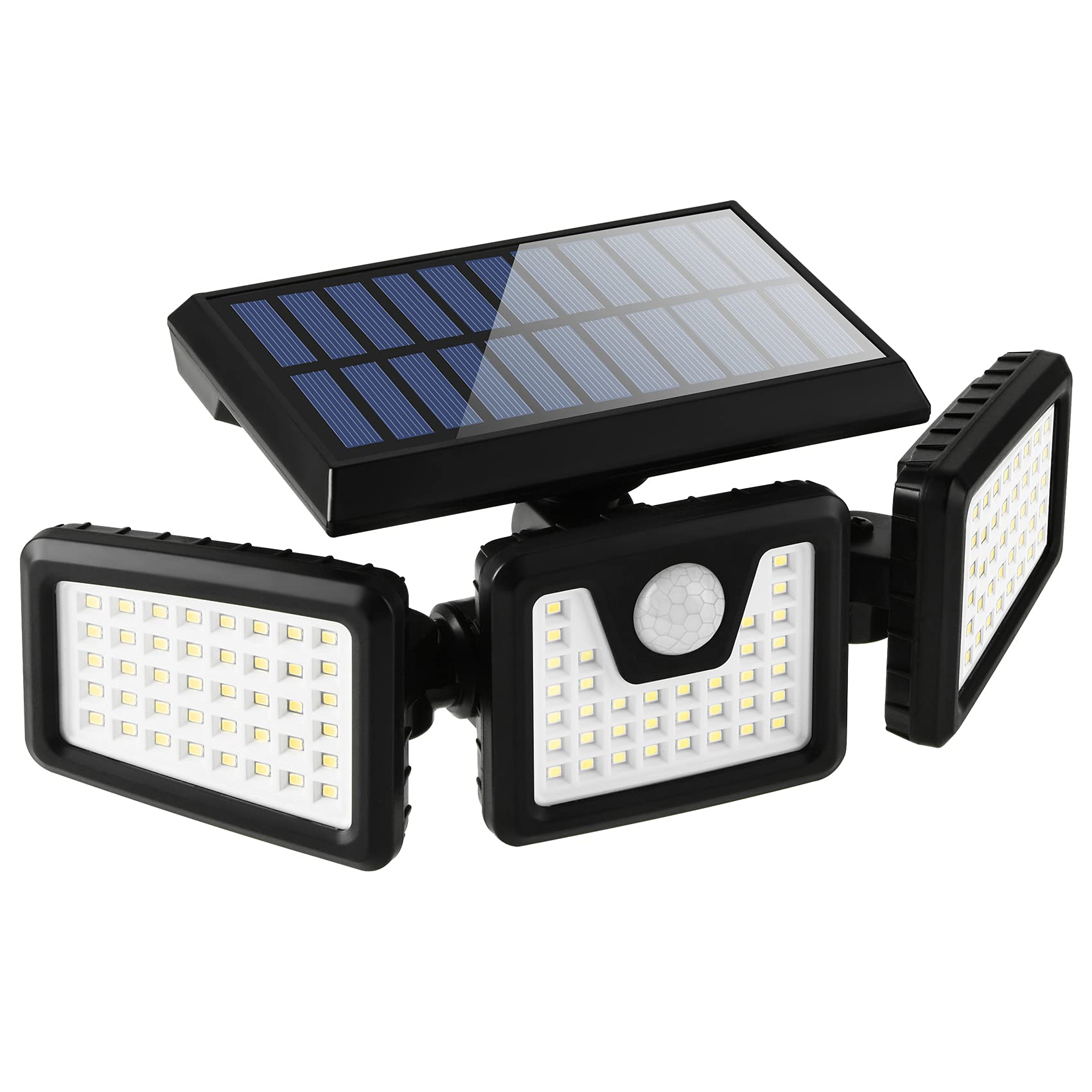 INCX 3-Head Solar Motion Sensor Lights Outdoor - 118 LED Solar Powered Security Flood Lights with Motion Detection for Garage, Yard, Entryways & Patio - IP65 Waterproof (1 Pack) - Perfect for Home Security & Nighttime Illumination