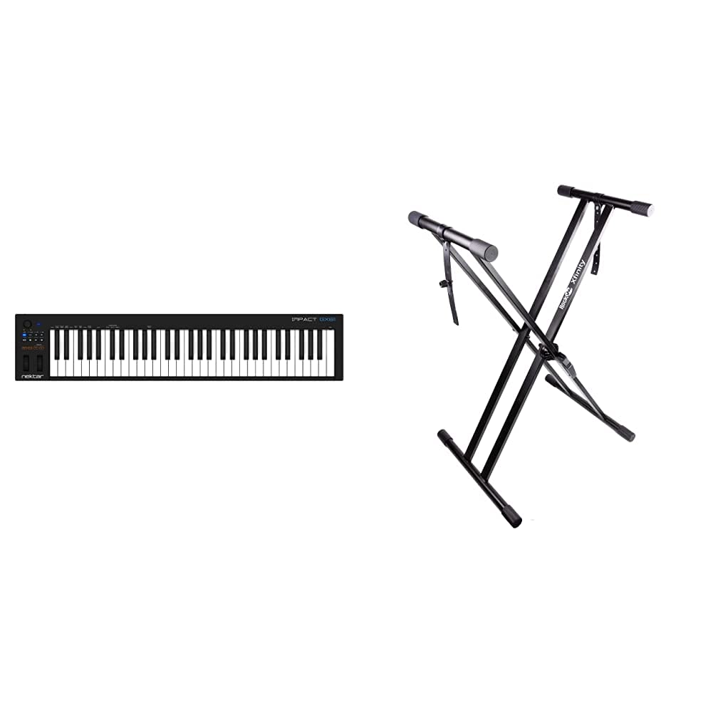 Nektar GX61 MIDI Keyboard Controller with RockJam Xfinity Adjustable Keyboard Stand - Perfect for Home Studio, Music Production & Live Performances