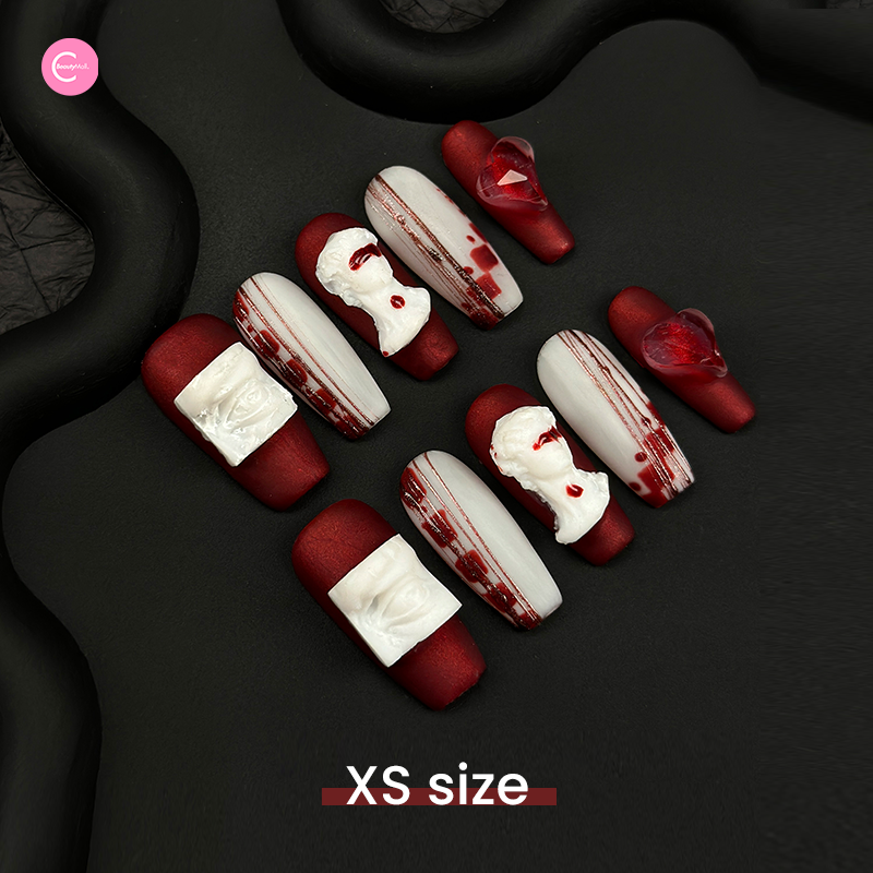 YUCHEN David Sculpture 3D Press On Nails - Long Lasting Fake Nails with Glue - Perfect for Parties, Weddings & Special Occasions