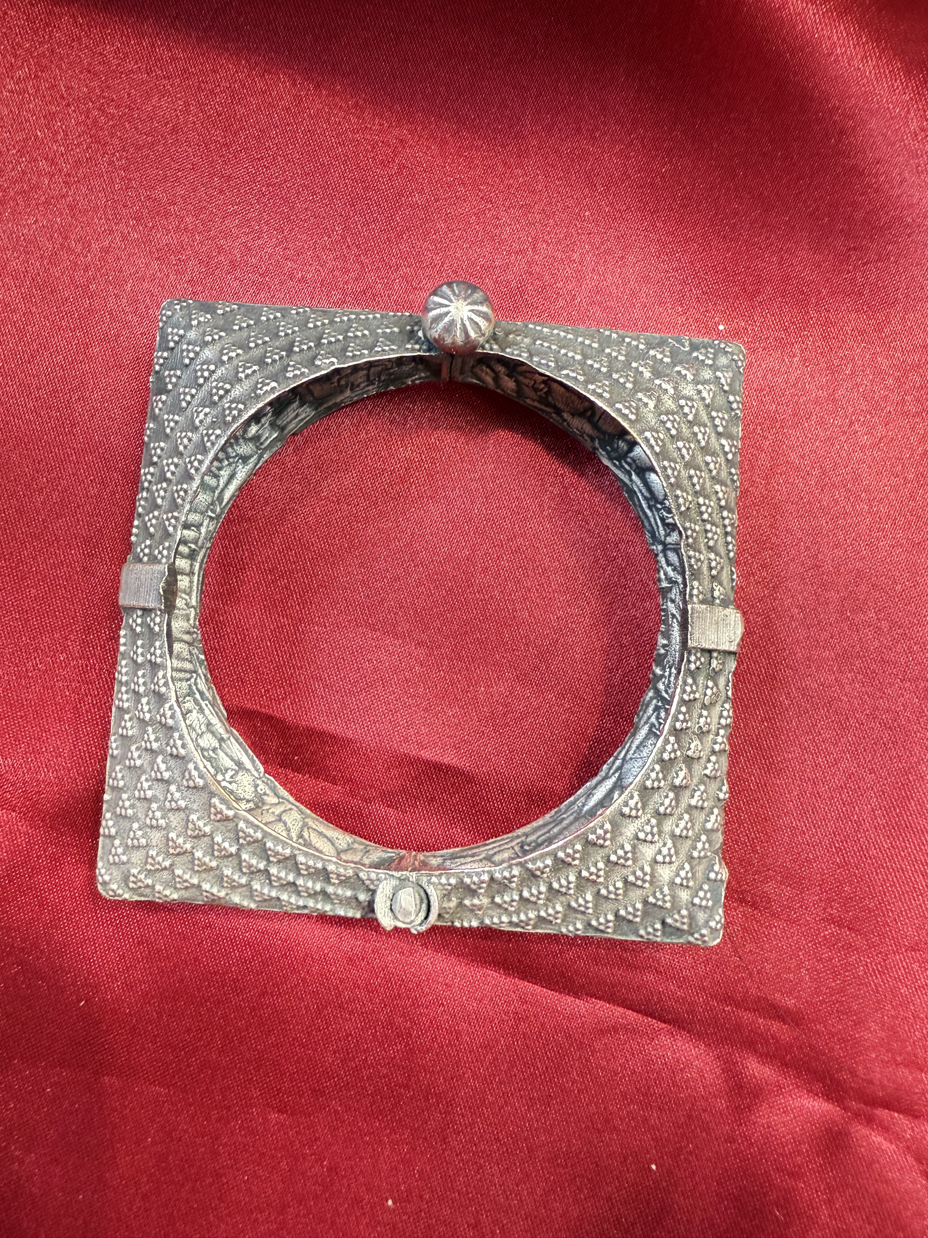 Stylish Tribal Oxidized Silver Ethnic Open Square Kada Cuff Bracelet for Women - Perfect for Boho Fashion, Festivals & Cultural Events