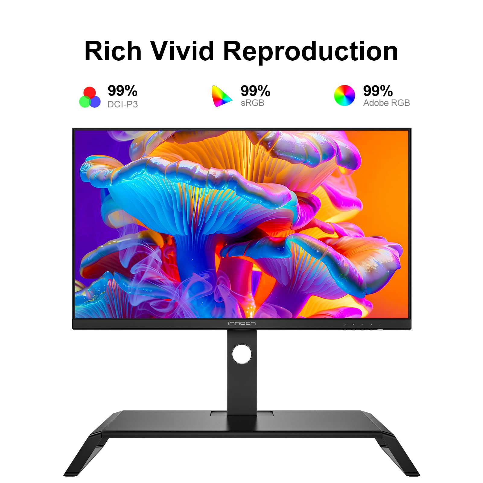 INNOCN 27 Inch 4K UHD Computer Monitor - 3840x2160 IPS LCD Display with USB-C, DP & HDMI Ports, 1.07B Colors, Built-in Speakers, Height Adjustable Stand (Black) - Perfect for Home Office, Gaming, and Graphic Design