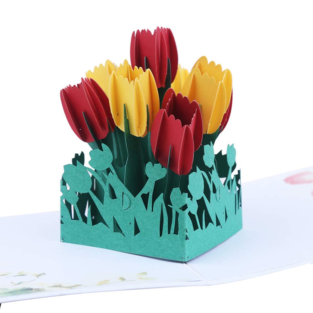 Glodorm Lion Handmade 3D Pop Up Greeting Card - Tulip Design for Birthdays, Christmas & Fall | Perfect for Gifts, Home Decor & Scrapbooking