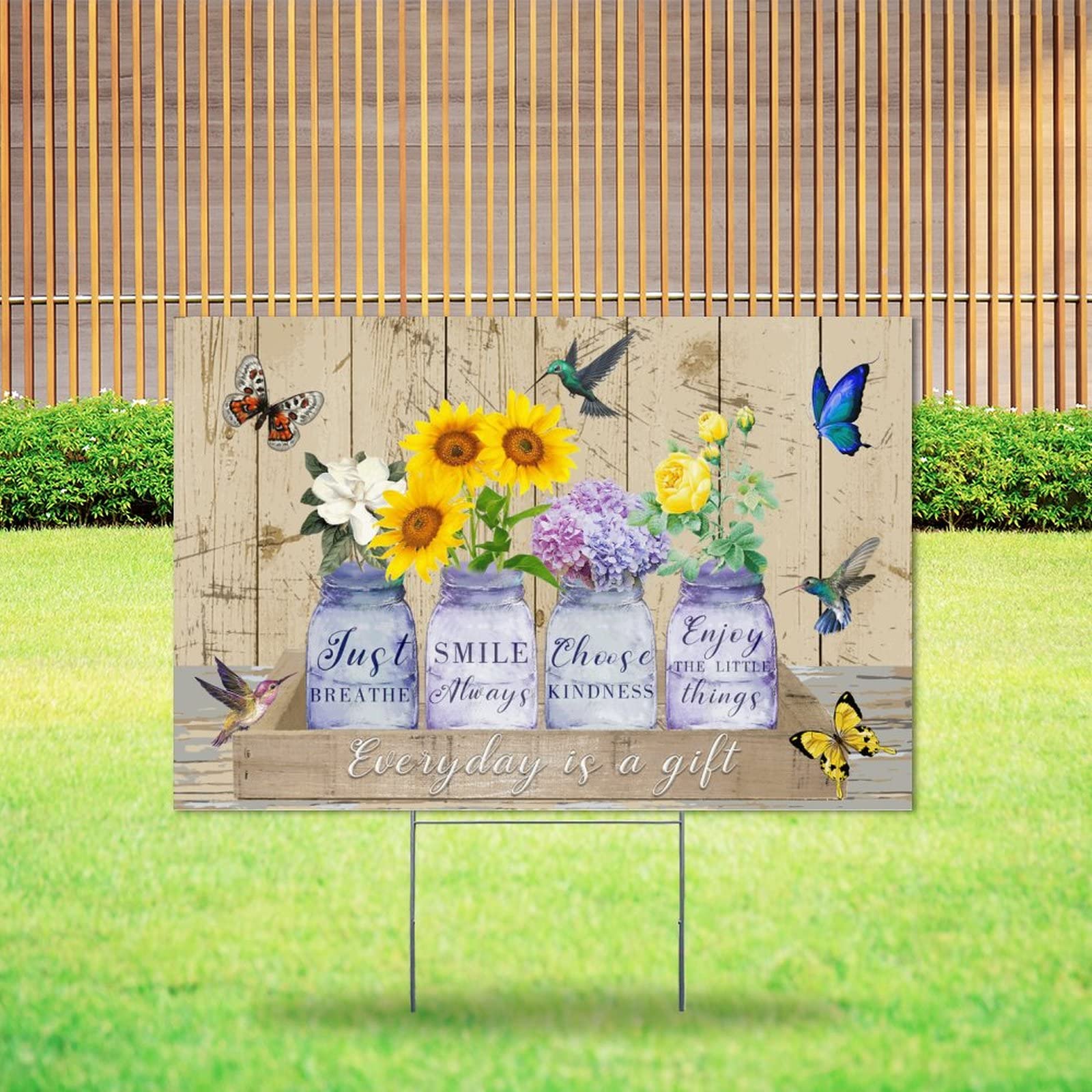 Floral Yard Signs Double-Sided 12x18in - Weather-Resistant Lawn Decor for Sales & Rent