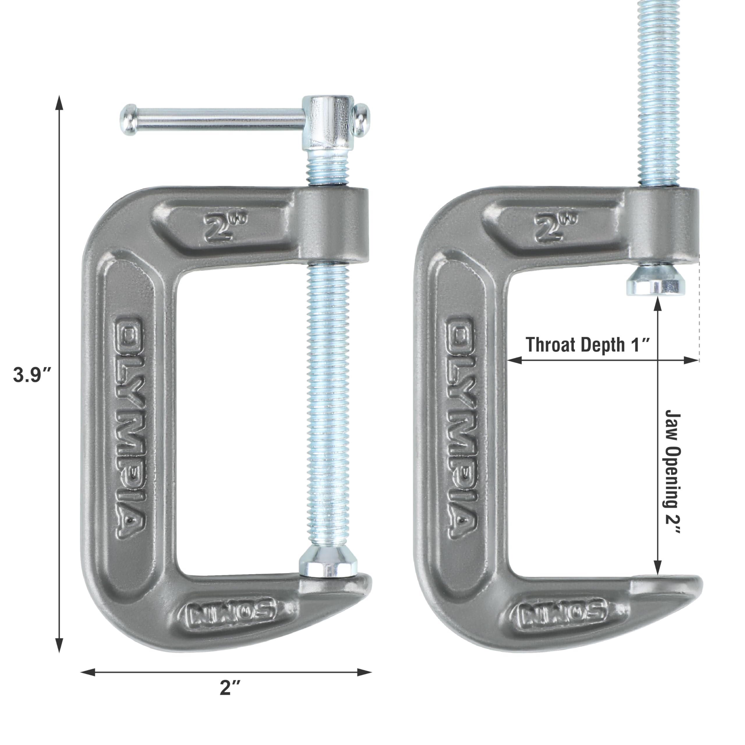 Heavy Duty Cast Iron C-Clamps 6-Pack - 2