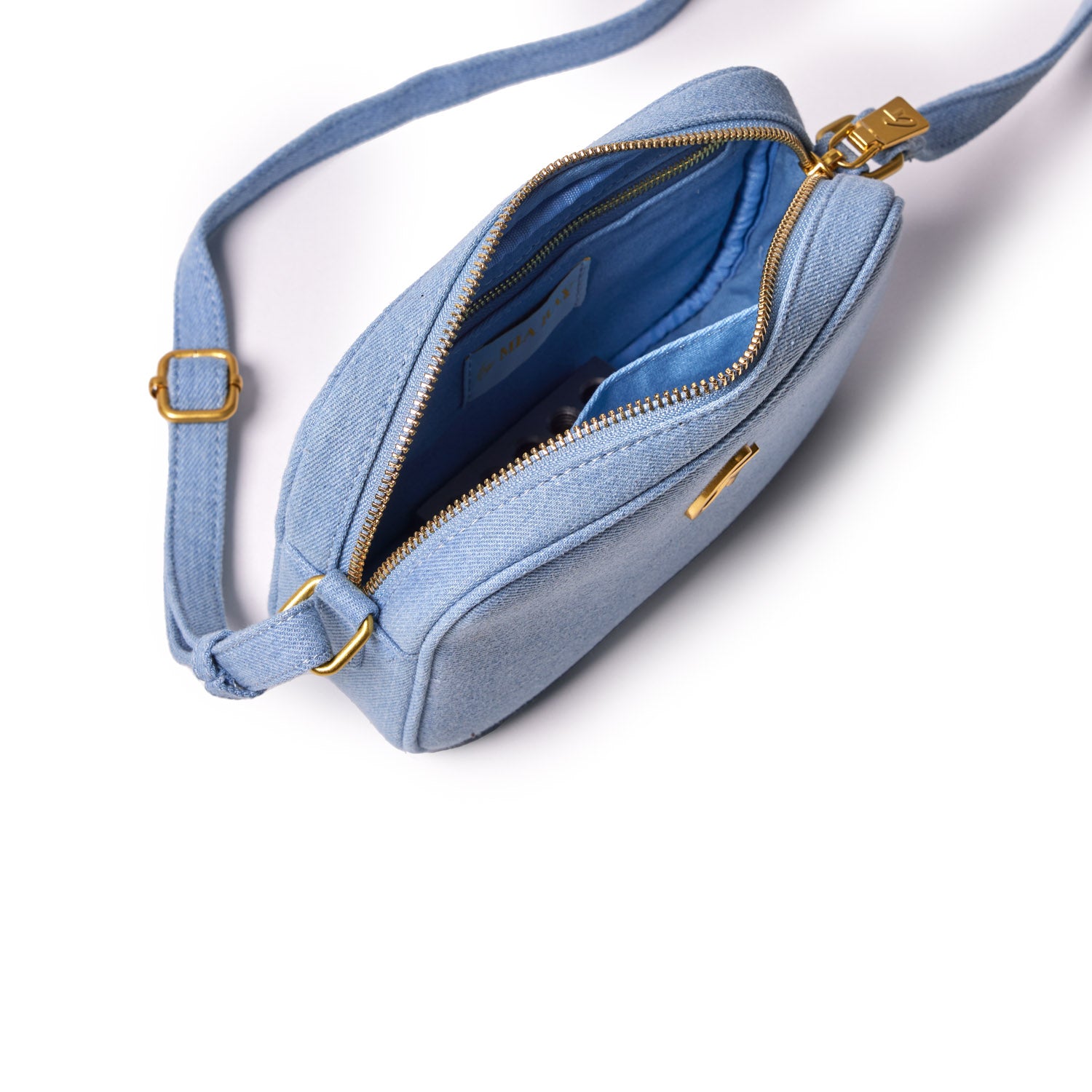 Mini Denim Gold Camera Bag - Stylish Crossbody Bag for Women, Perfect for Travel, Parties & Everyday Use