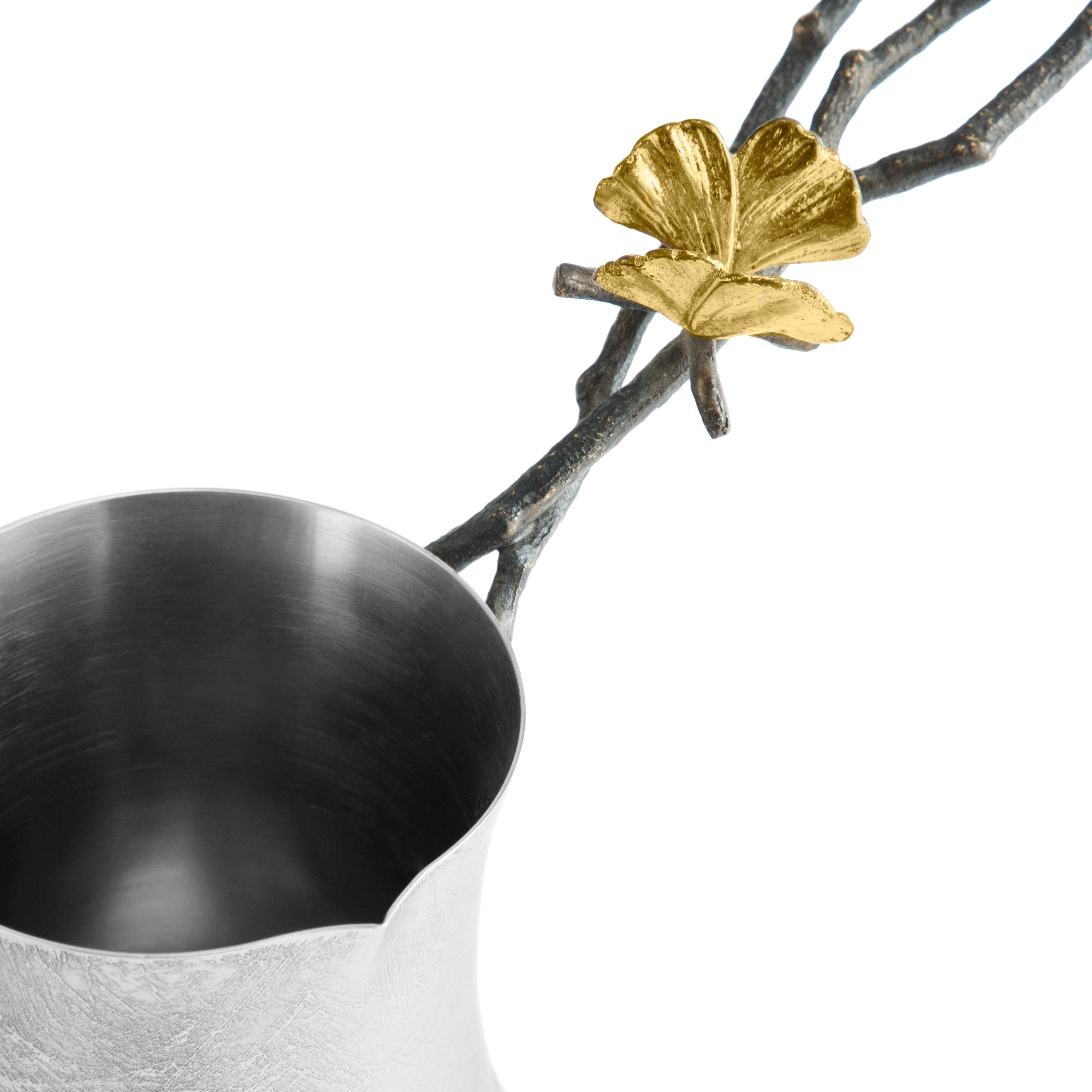 Elegant Butterfly Ginkgo Leaf Design Coffee Pot with Spoon - Perfect for Home Brewing, Tea Time & Gift Giving